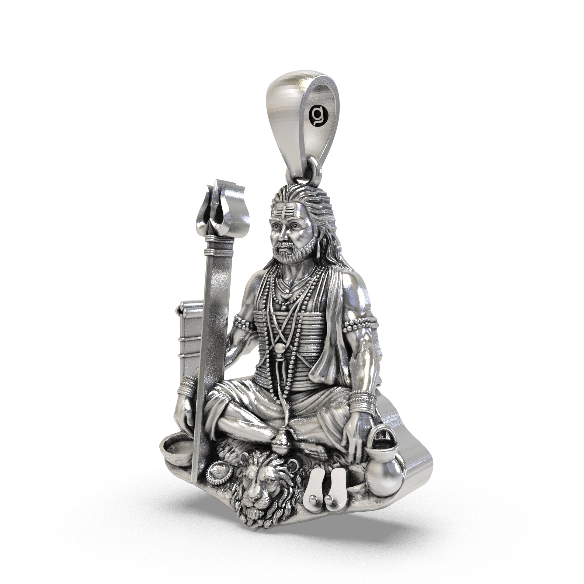 Guru Gorakhnath 925 silver pendant Side view
