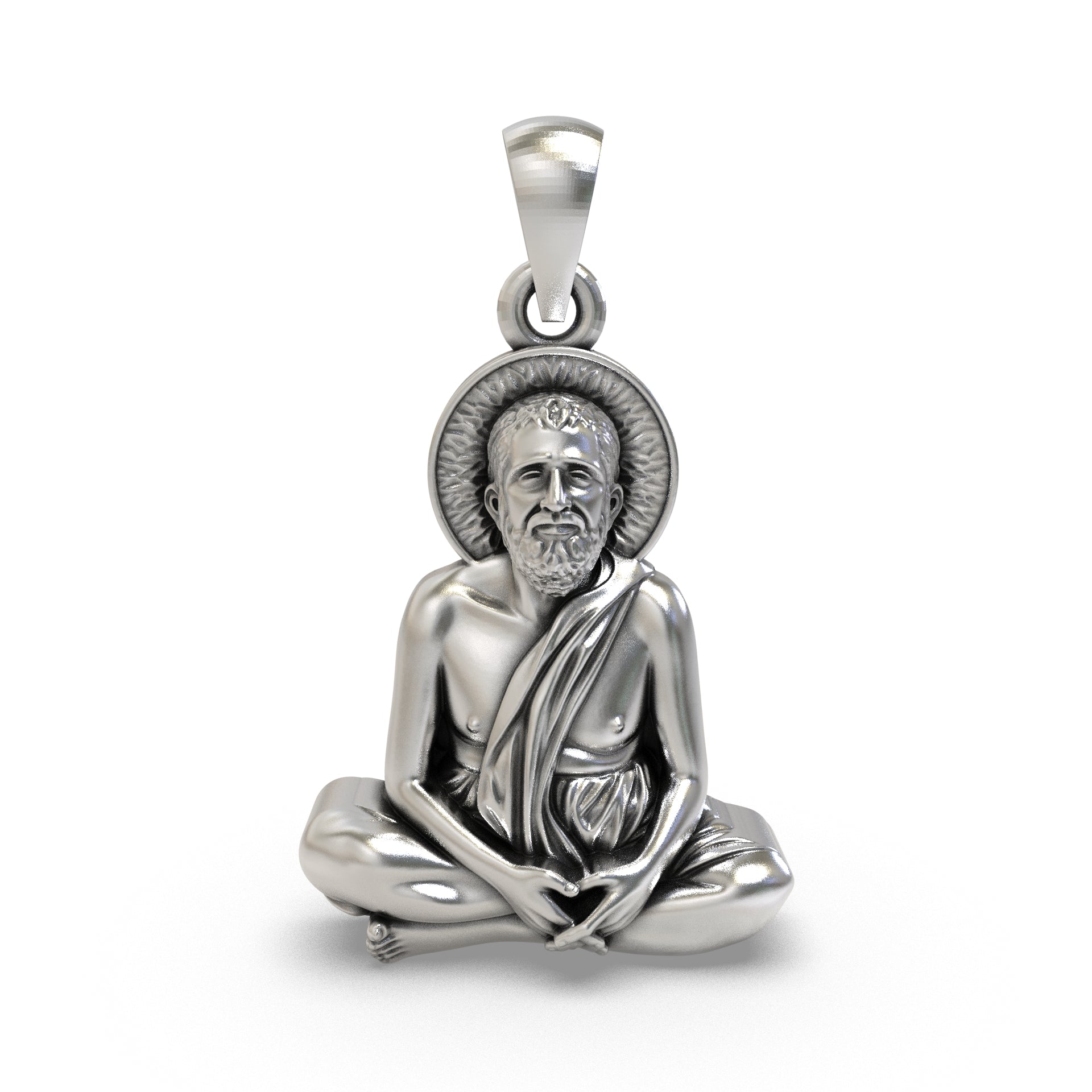 Introduce the product as a premium handcrafted devotional pendant made in 925 sterling silver for devotees and spiritual seekers.