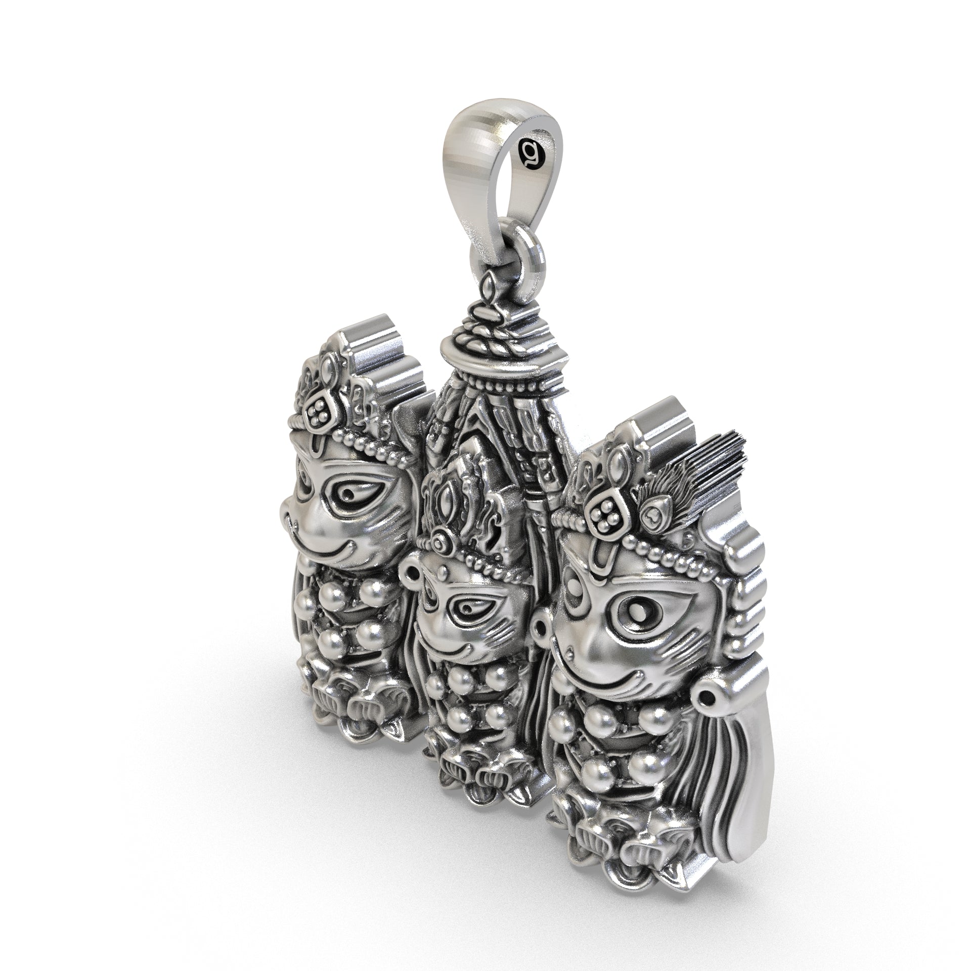 Antique oxidized Jagannath Balabhadra Subhadra necklace pendant for devotees