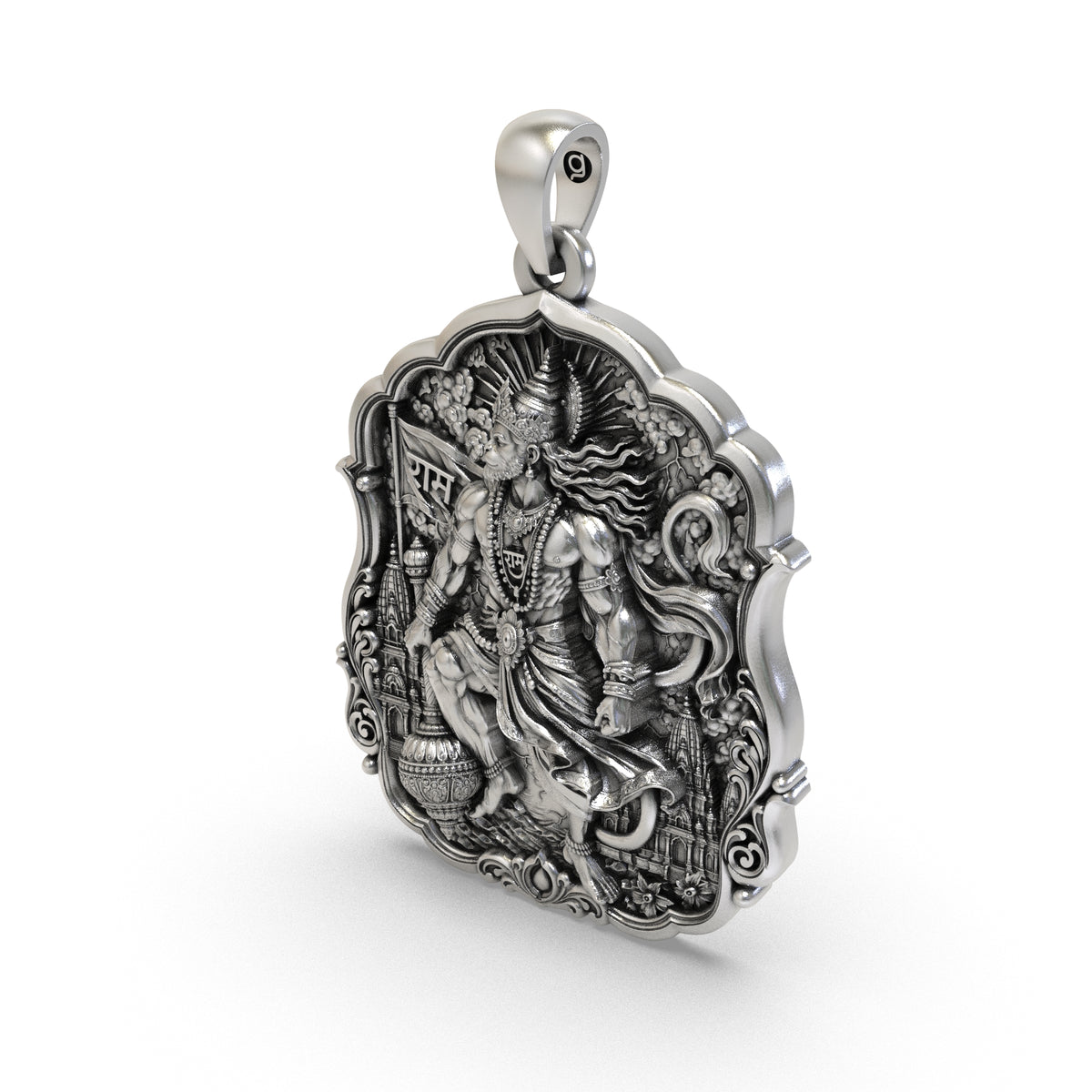 Antique oxidized Veer Hanuman locket symbolizing strength