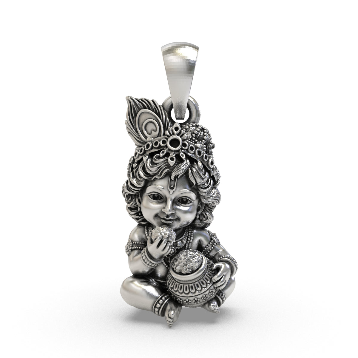 925 Silver Bal Krishna Pendant – Laddu Gopal Butter Pot Locket