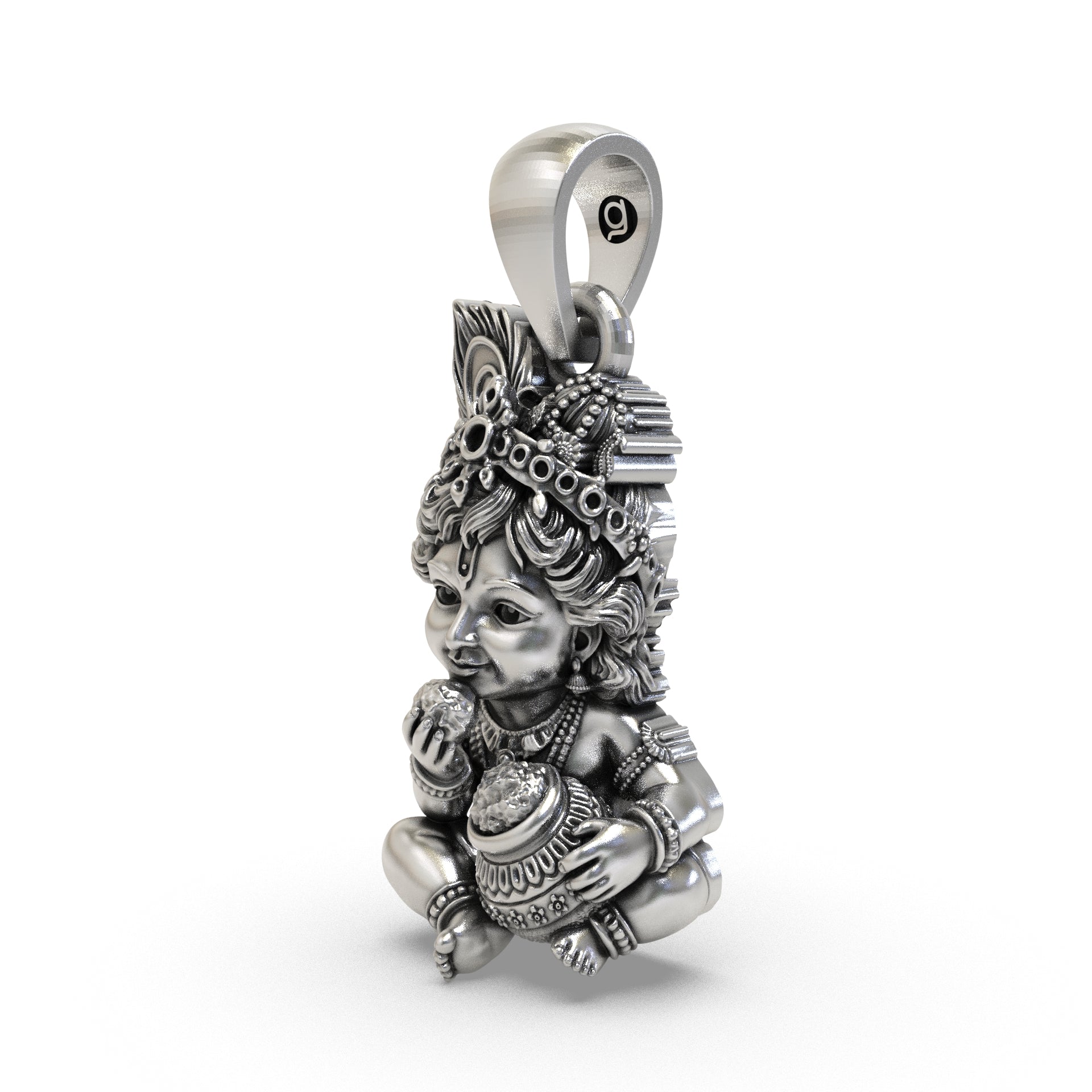 925 Silver Bal Krishna Pendant – Laddu Gopal Butter Pot Locket