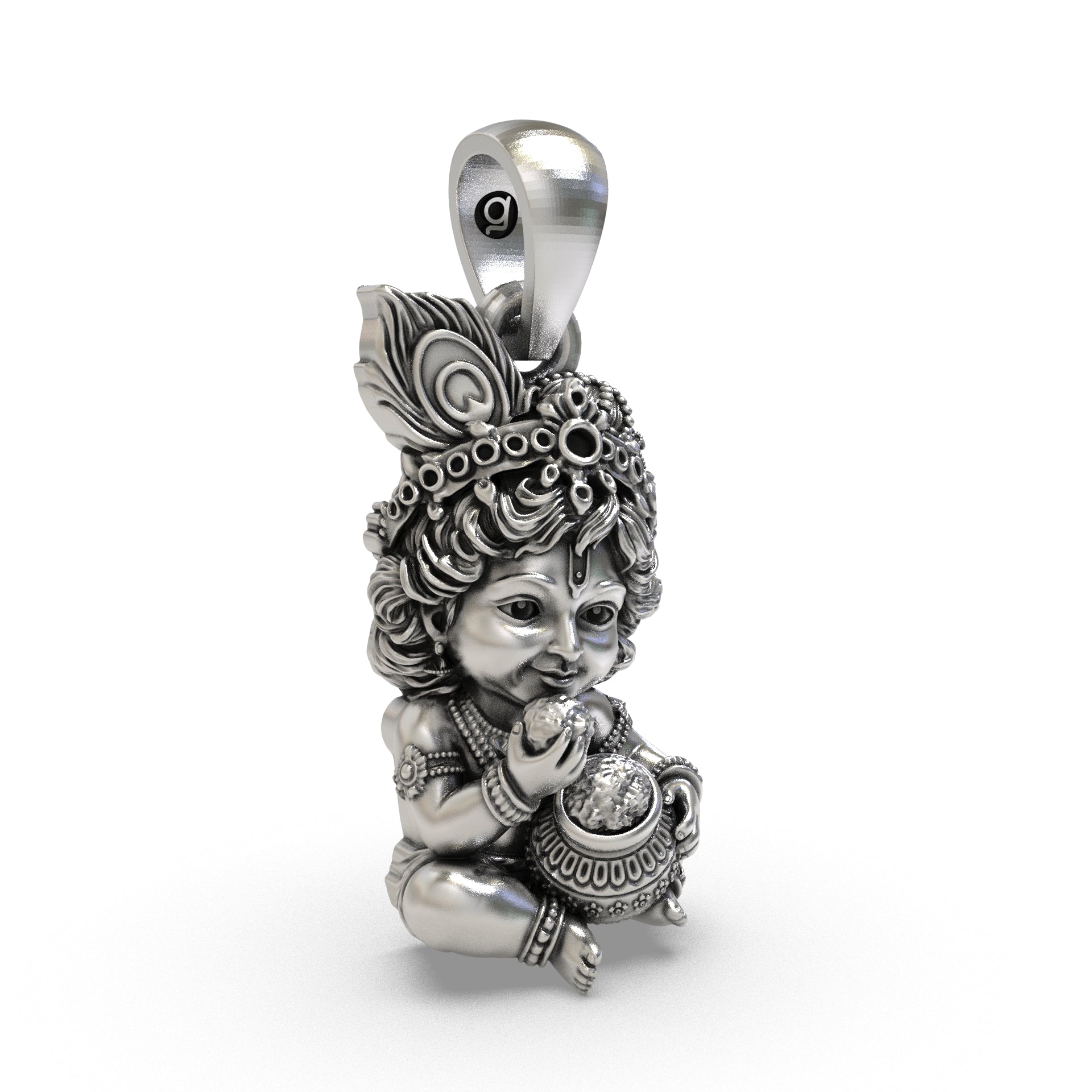925 Silver Bal Krishna Pendant – Laddu Gopal Butter Pot Locket