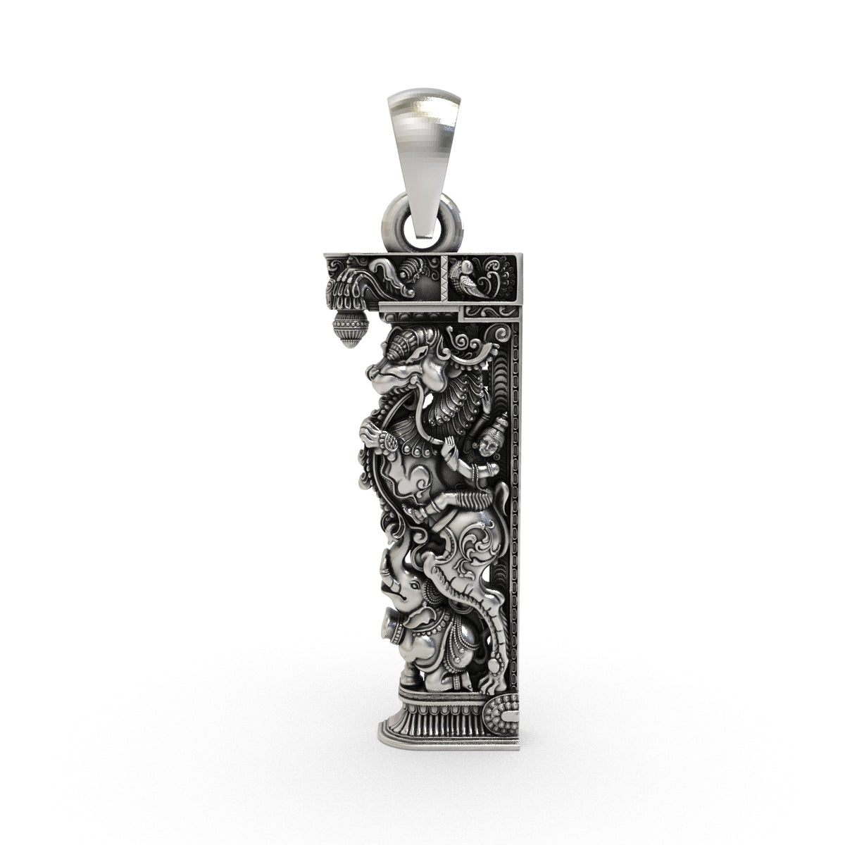 925 Sterling Silver Yali Vyala Pendant | South Indian Temple Guardian Jewelry | Antique Spiritual Pendant