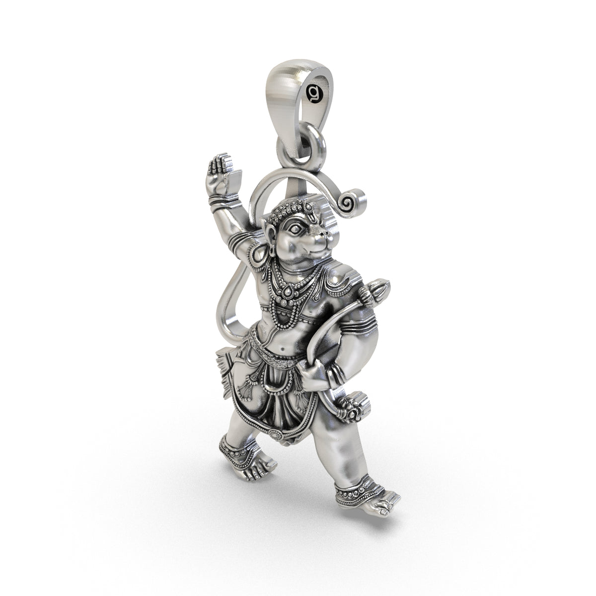 40mm Lord Hanuman 925 sterling silver pendant