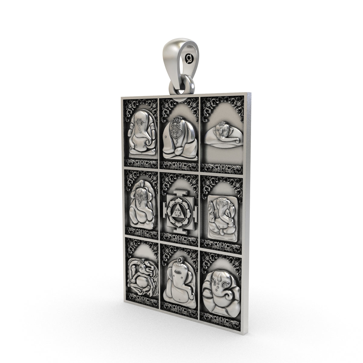 Close-up of central Ganesh Yantra on Ashtavinayak pendant