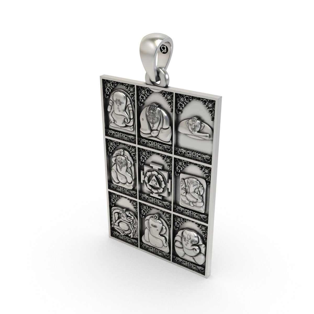 Solid backside of 925 sterling silver Ashtavinayak pendant