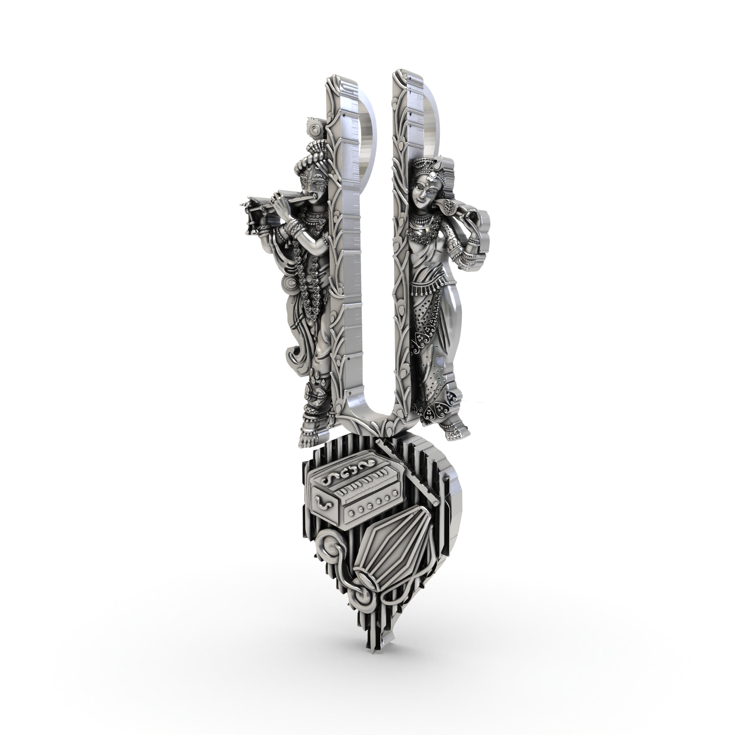 Radha Krishna Musical Vaishnav Tilak Pendant in 925 Silver | Divine Bhakti Jewelry for Men & Women