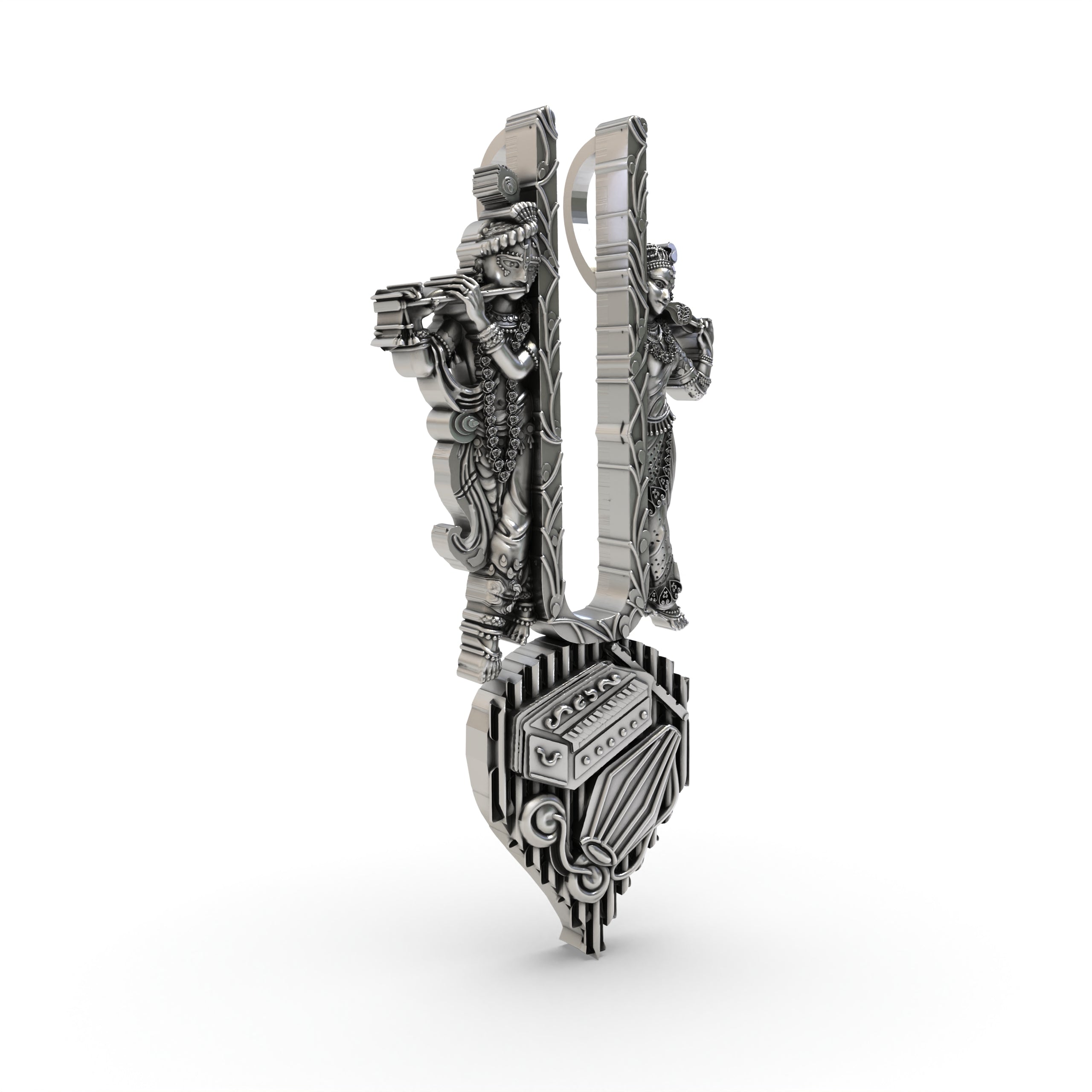 Radha Krishna Musical Vaishnav Tilak Pendant in 925 Silver | Divine Bhakti Jewelry for Men & Women