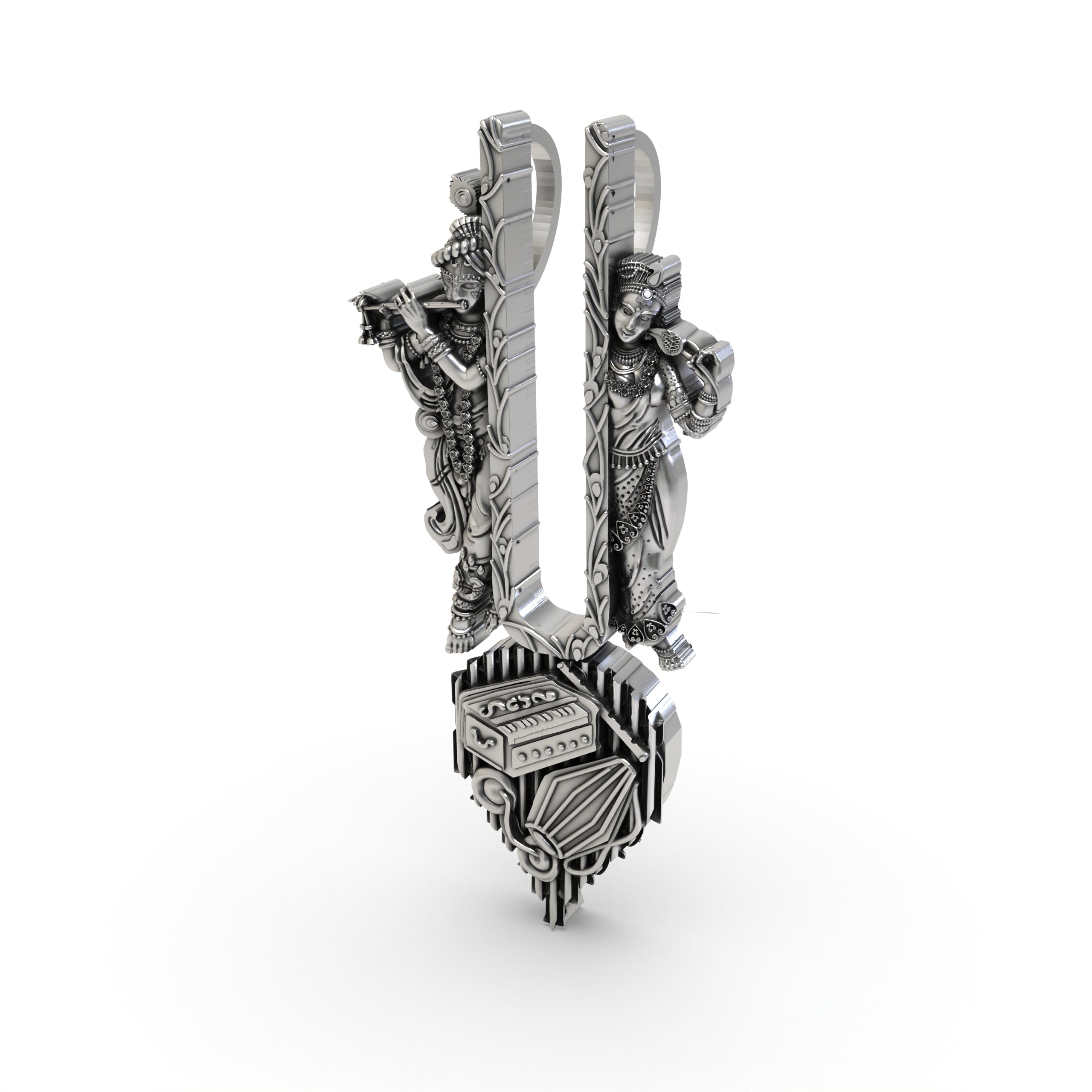 Radha Krishna Musical Vaishnav Tilak Pendant in 925 Silver | Divine Bhakti Jewelry for Men & Women