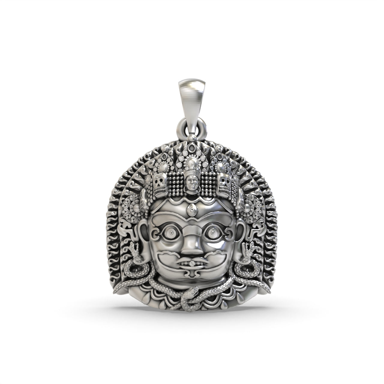 Silver kaal bhairav pendant