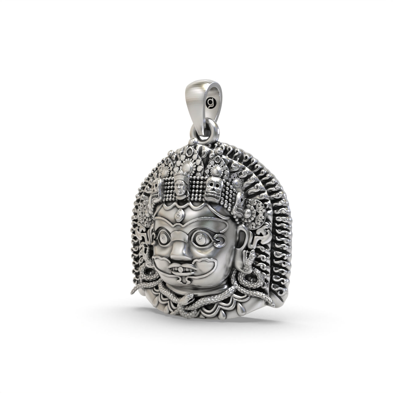 Silver kaal bhairav pendant