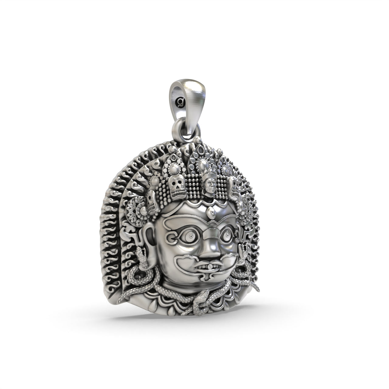 Silver kaal bhairav pendant