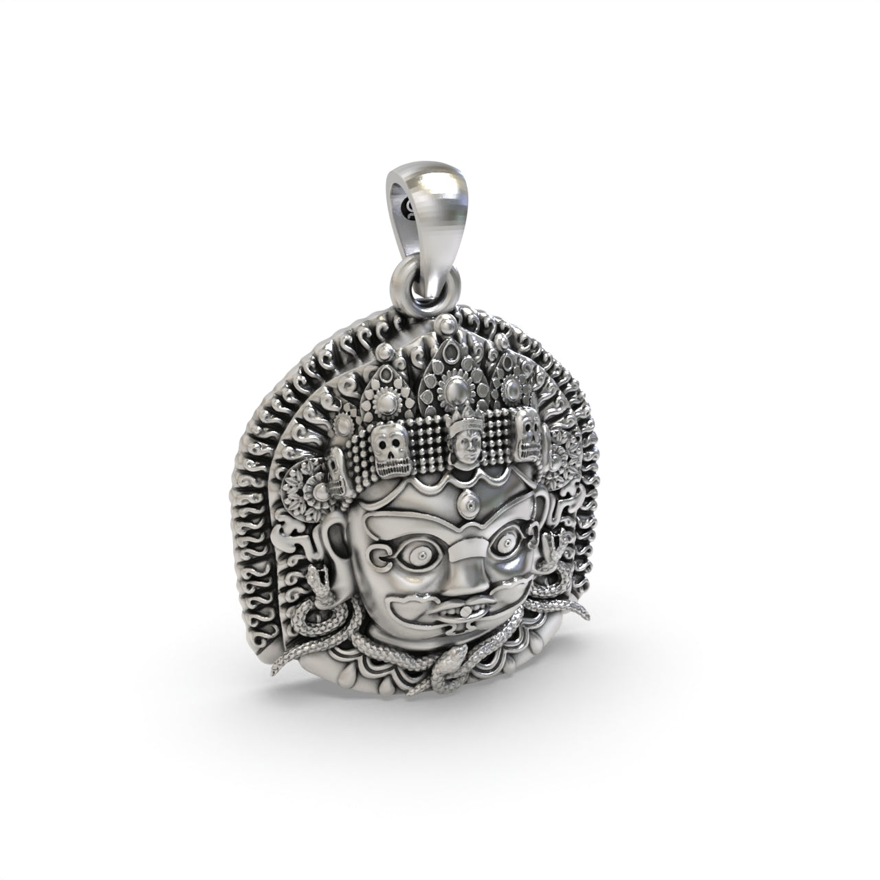 Silver kaal bhairav pendant