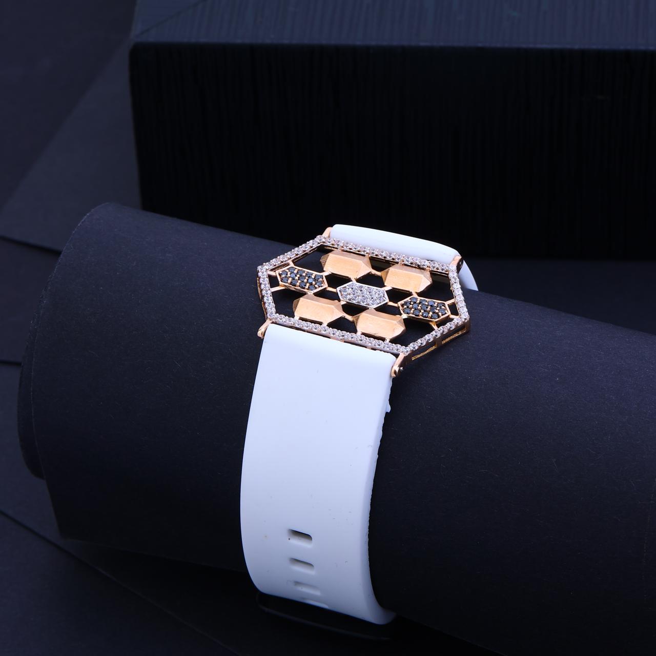 Sparkling Diamonds: Silver Bracelet with Comfortable Silicone Band