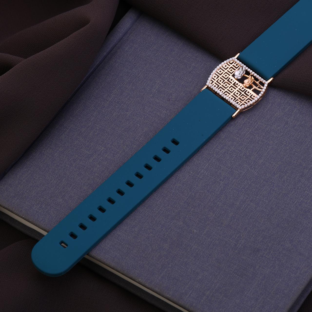 Silver Bracelet with Silicone Watch Band