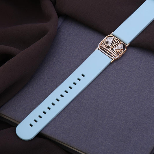 925 Sterling Silver Diamond Bracelet with Silicone Watch Band