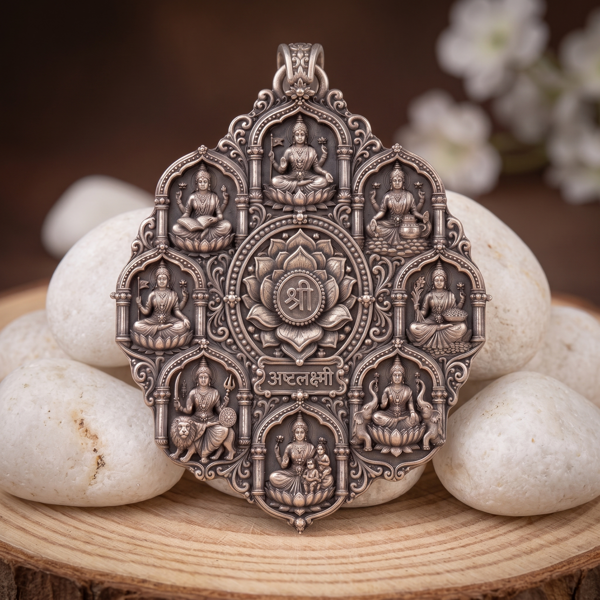 925 Silver Ashta Lakshmi Pendant – Eight Forms of Goddess Lakshmi