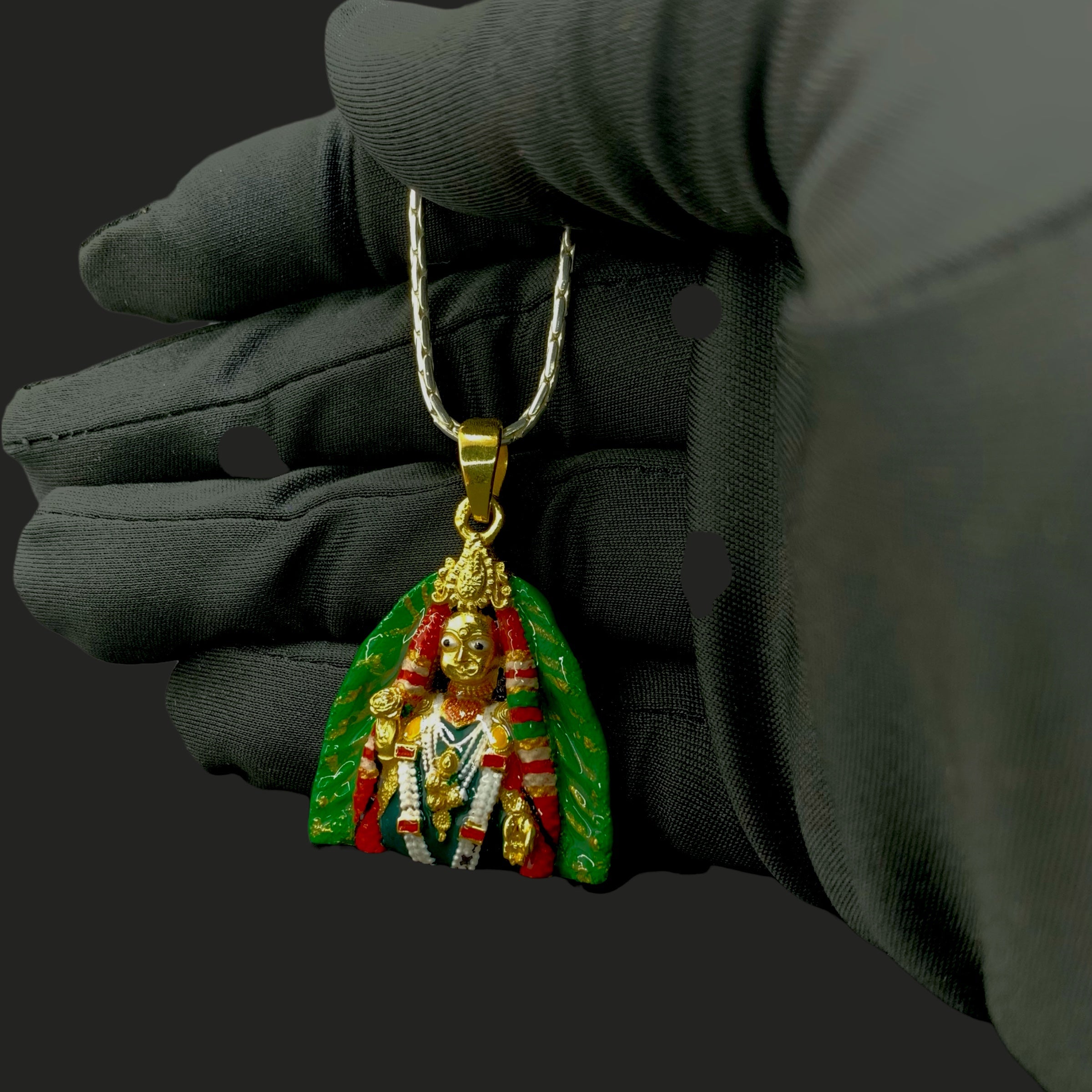 925 Sterling Silver Barsana Radha Rani Pendant | Mina Enamel Work Hindu Goddess Necklace Charm | Bhakti Spiritual Jewelry Gift
