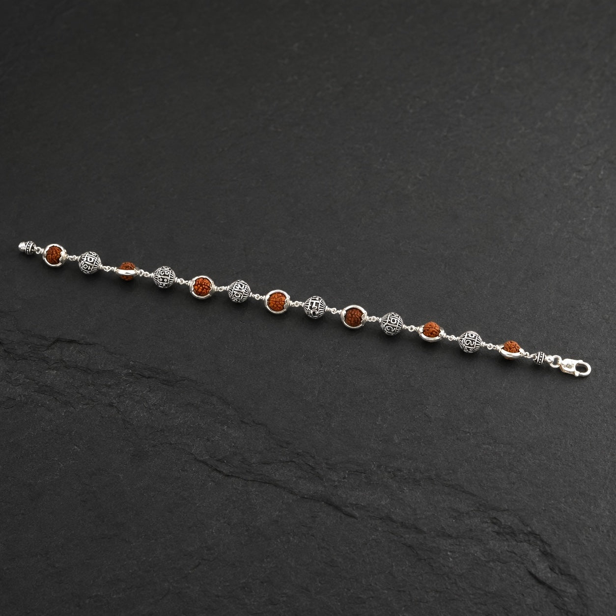 Rudraksha capping silver bracelet dedicated to Lord Shiva
