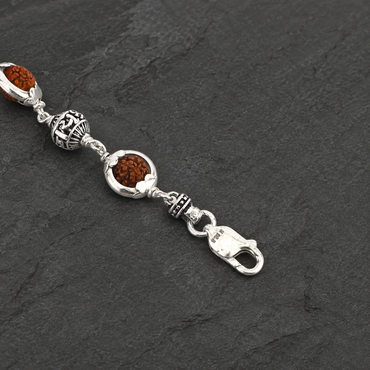 Rudraksha capping silver bracelet dedicated to Lord Ram