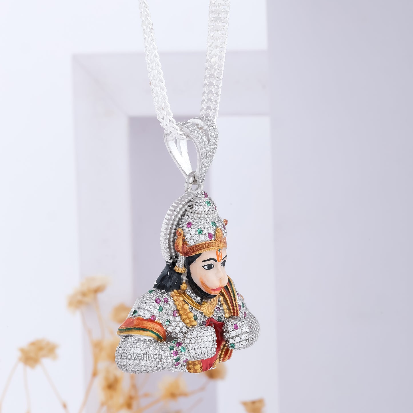 Ice Full Diamond Hanumanji Pendant Hip Hop Style 925 Silver Lord Hanuman Necklace