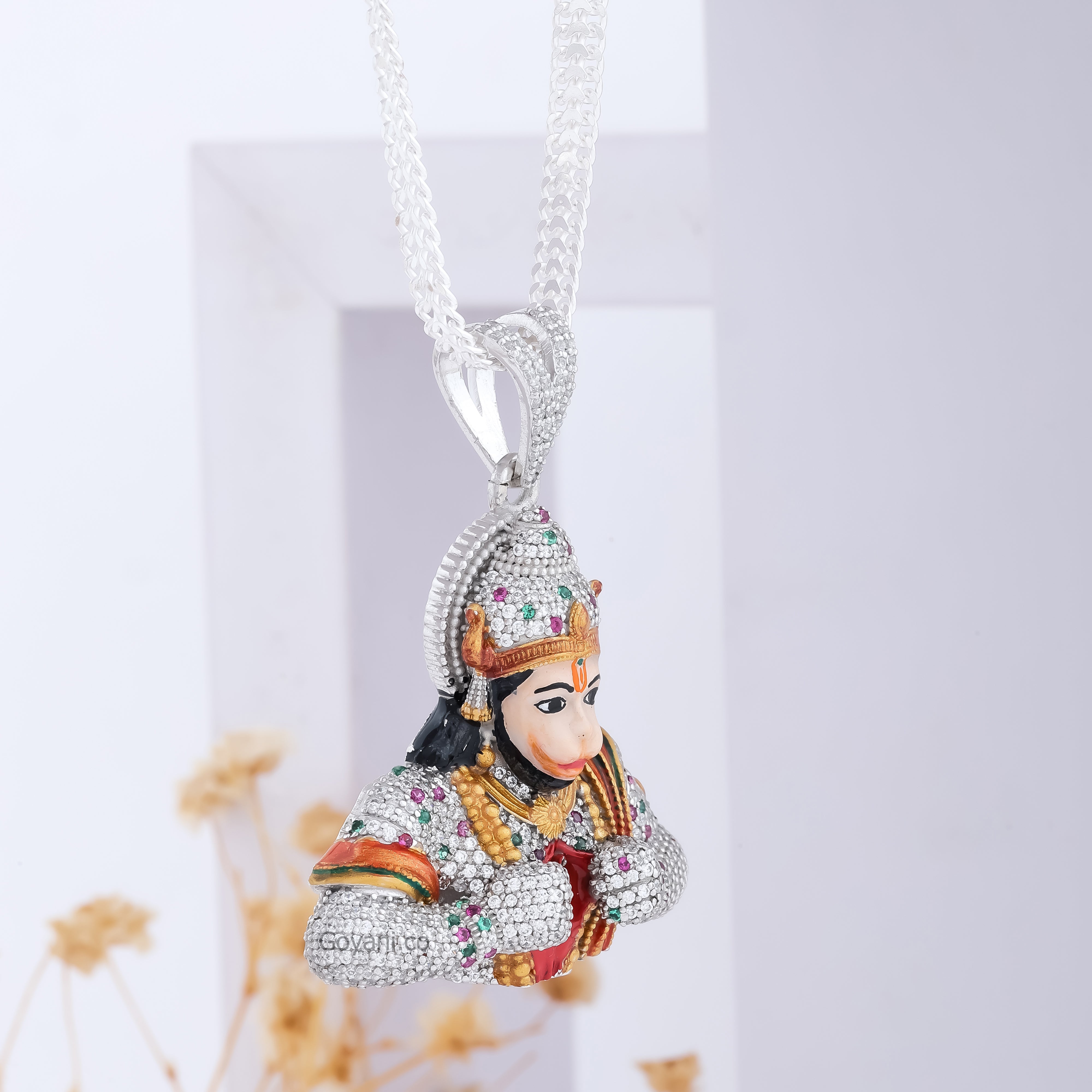 Ice Full Diamond Hanumanji Pendant Hip Hop Style 925 Silver Lord Hanuman Necklace