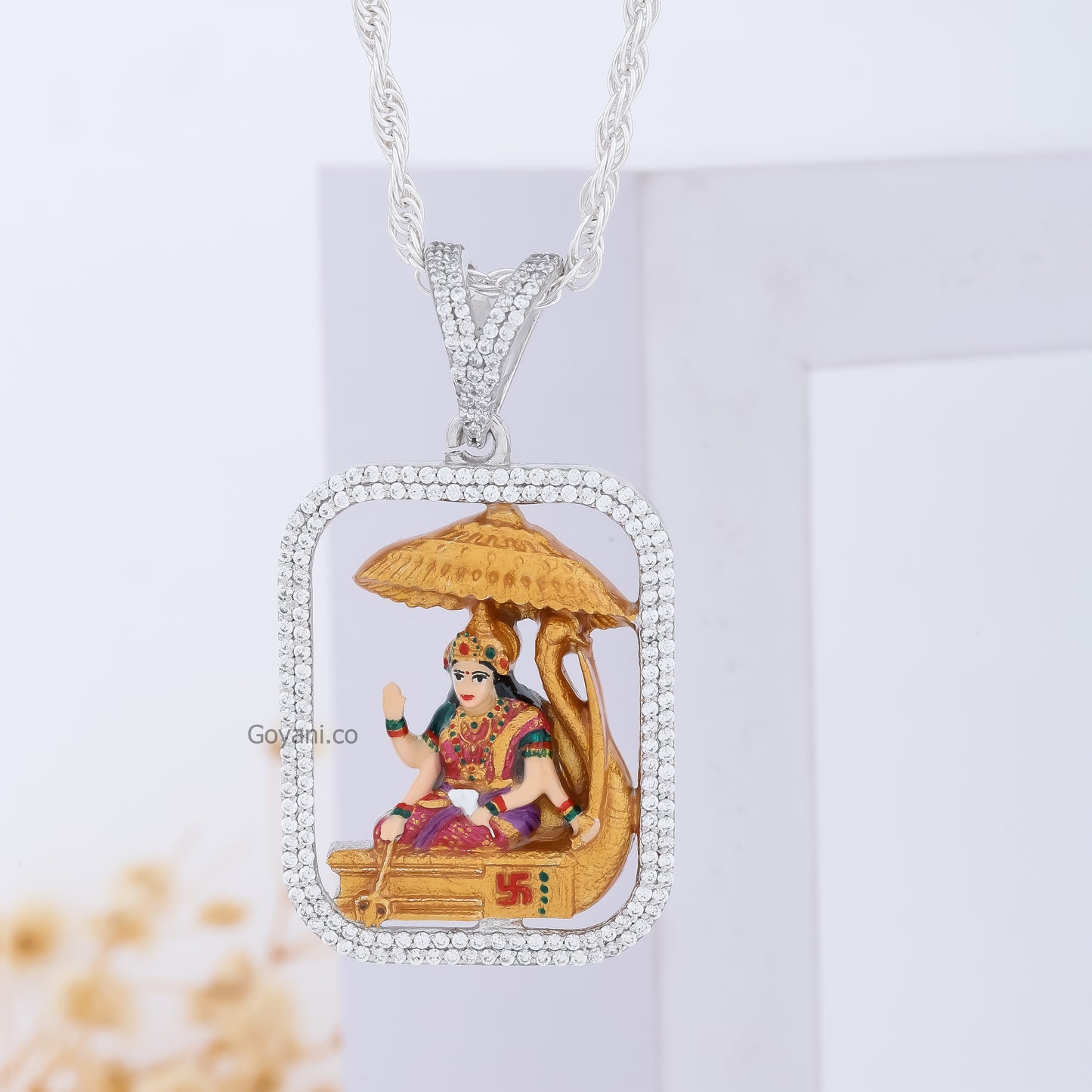 Silver Sikotar Maa Diamond Pendant