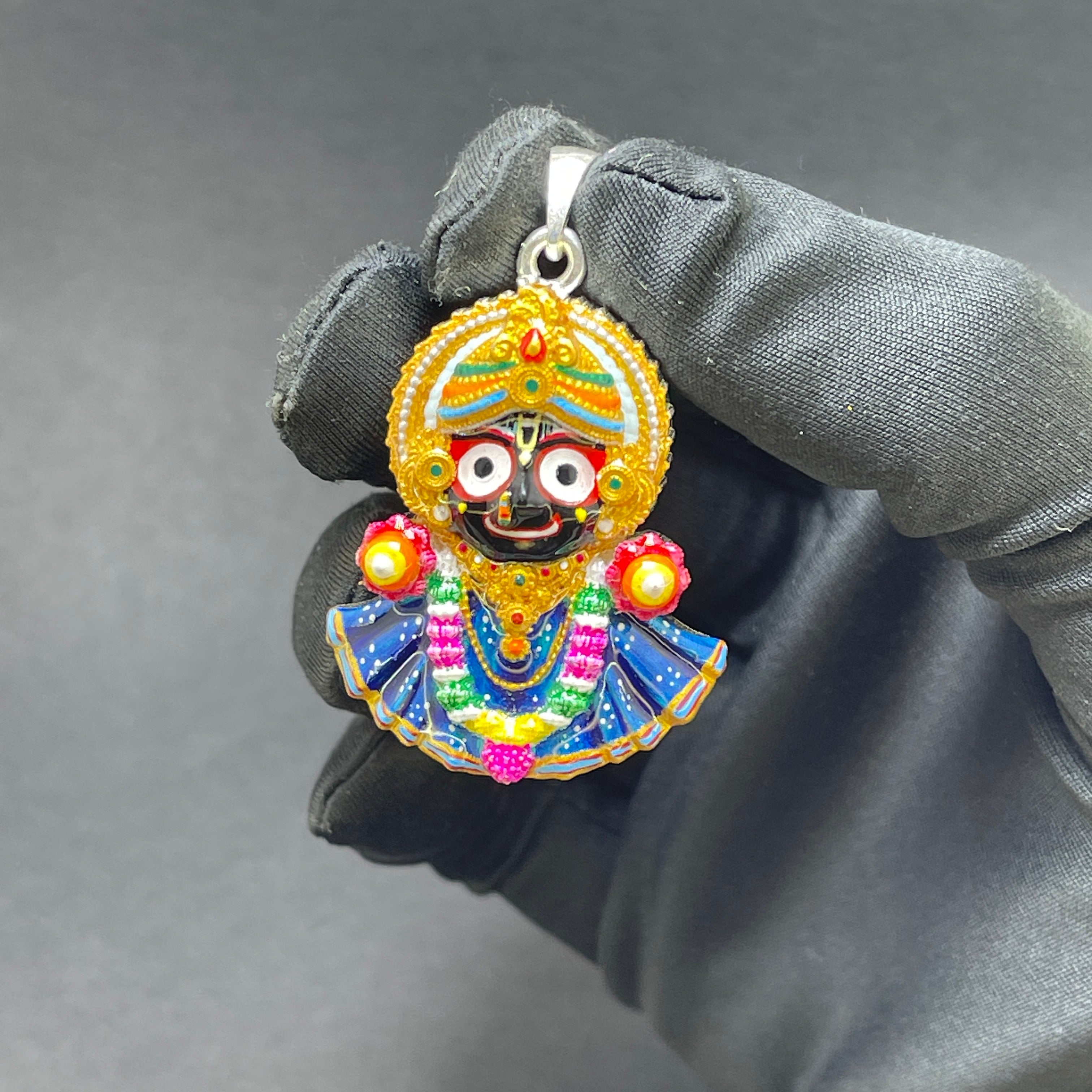 925 Silver Jagannath Pendant with Colorful Enamel | Handmade Meenakari Work | Devotional Jewelry
