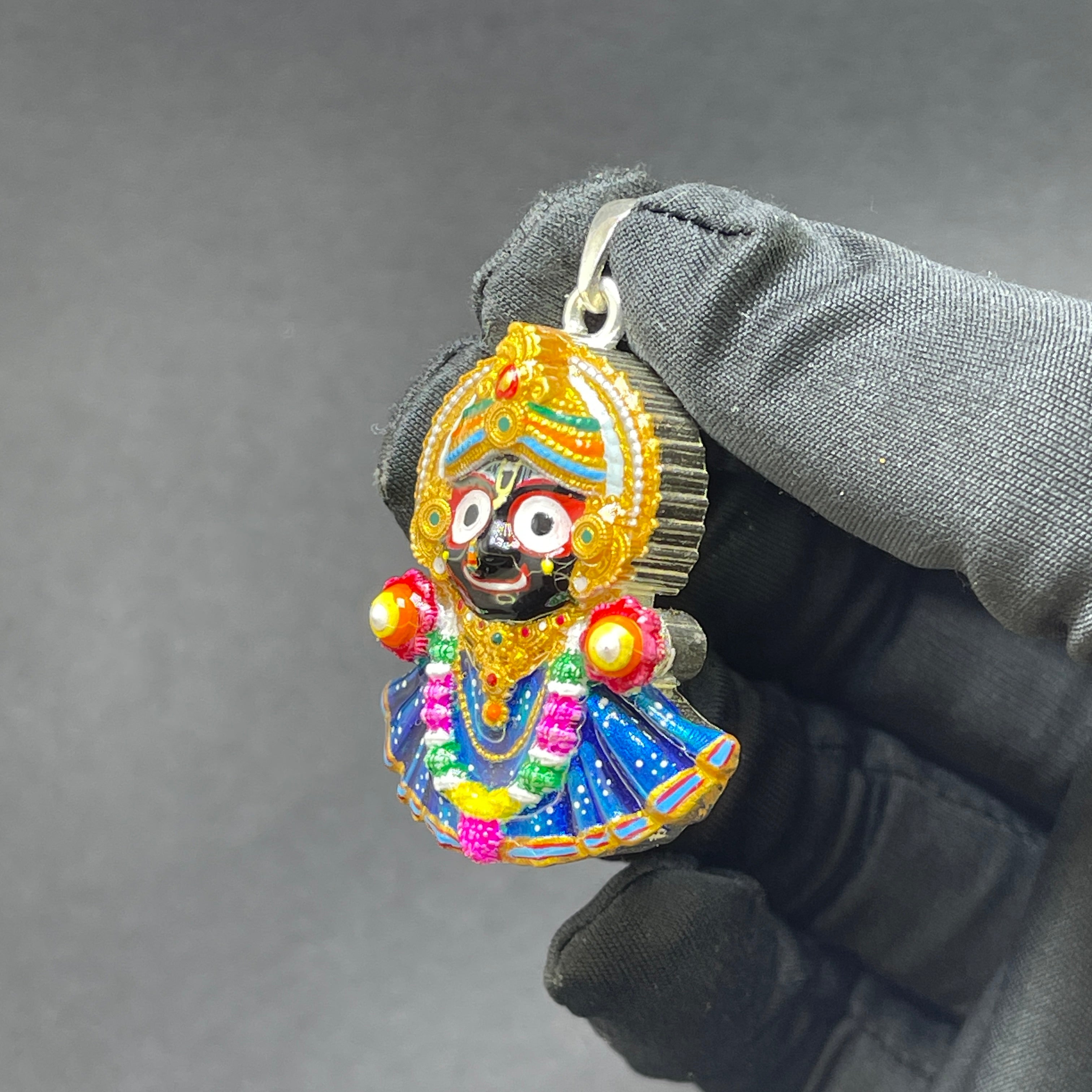925 Silver Jagannath Pendant with Colorful Enamel | Handmade Meenakari Work | Devotional Jewelry