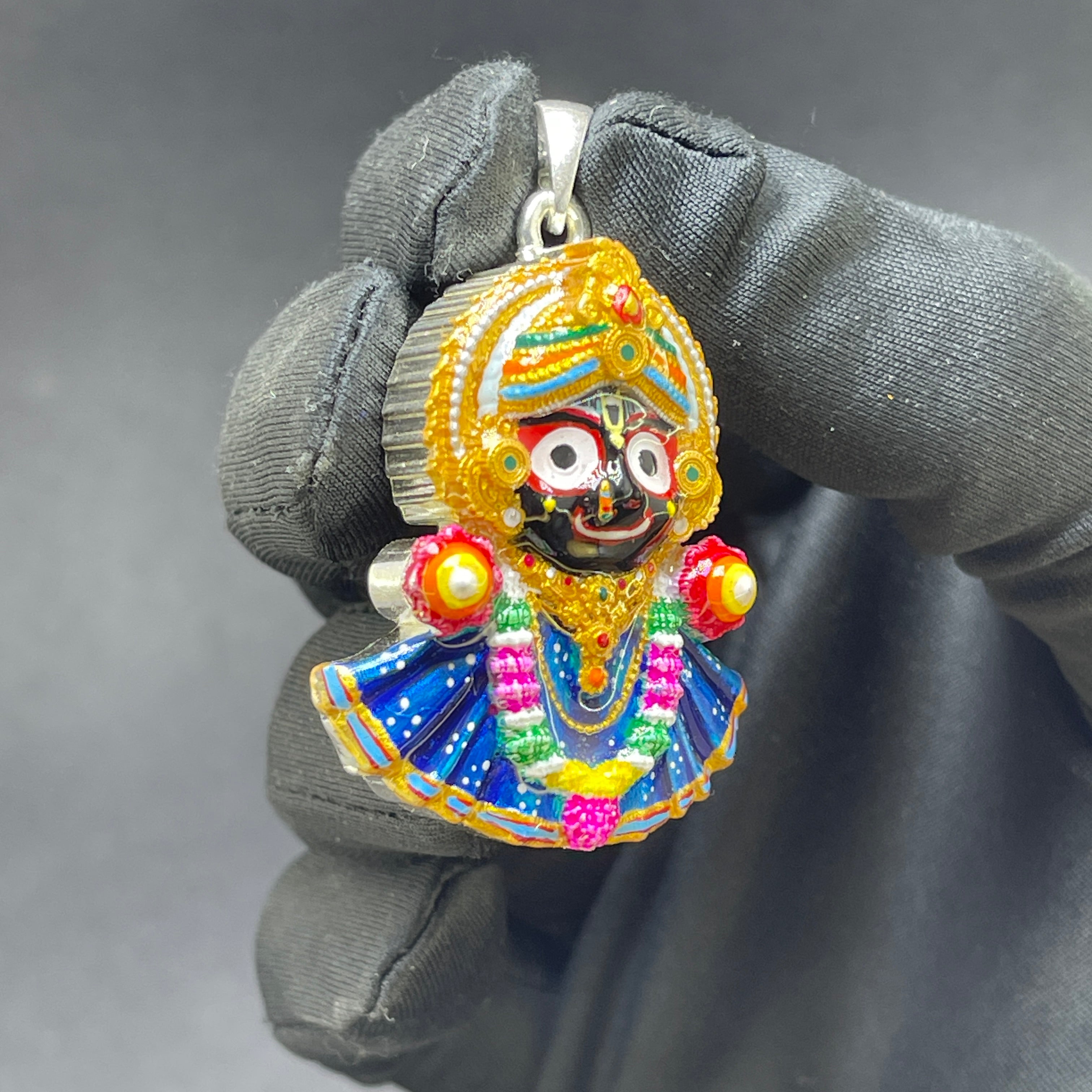 925 Silver Jagannath Pendant with Colorful Enamel | Handmade Meenakari Work | Devotional Jewelry