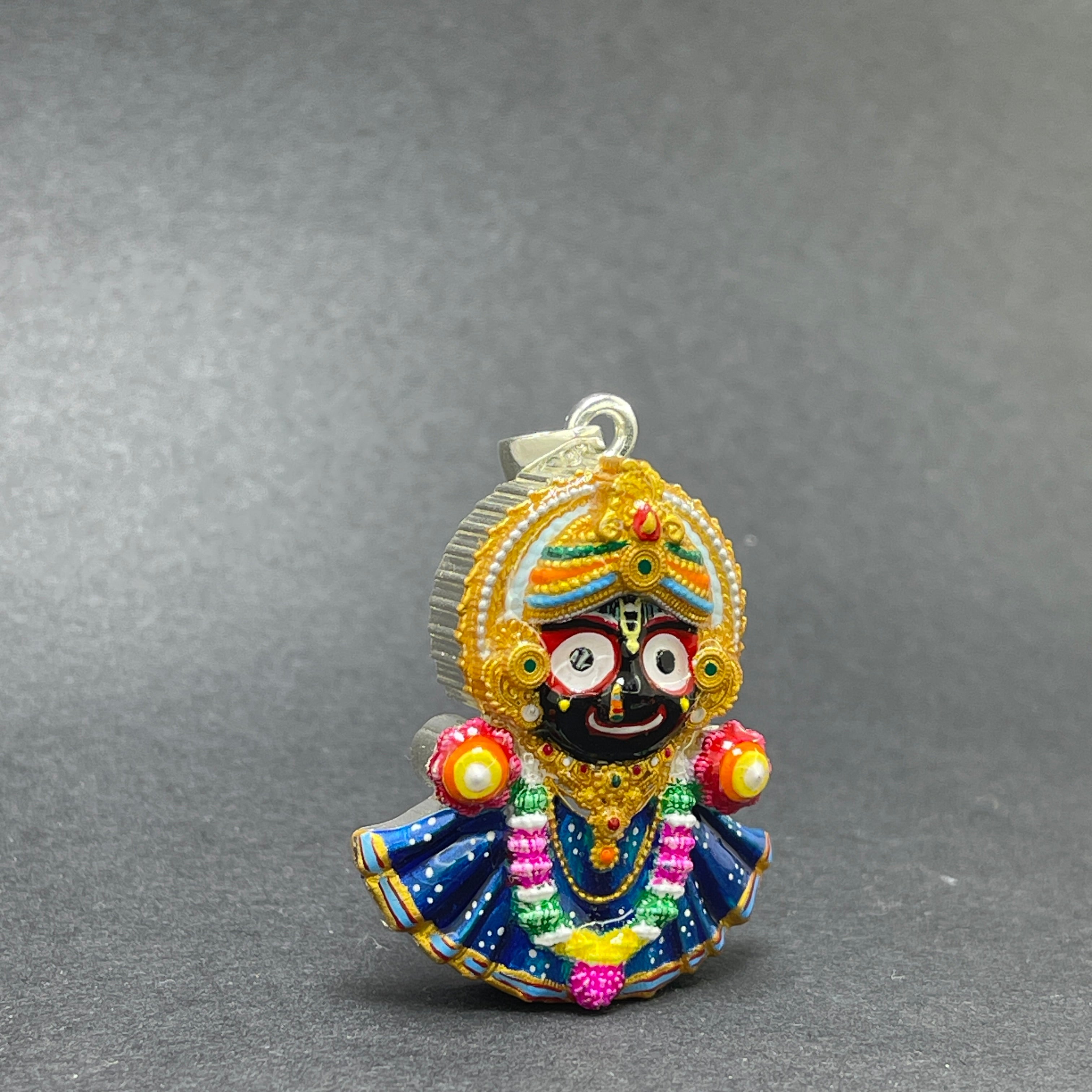 925 Silver Jagannath Pendant with Colorful Enamel | Handmade Meenakari Work | Devotional Jewelry