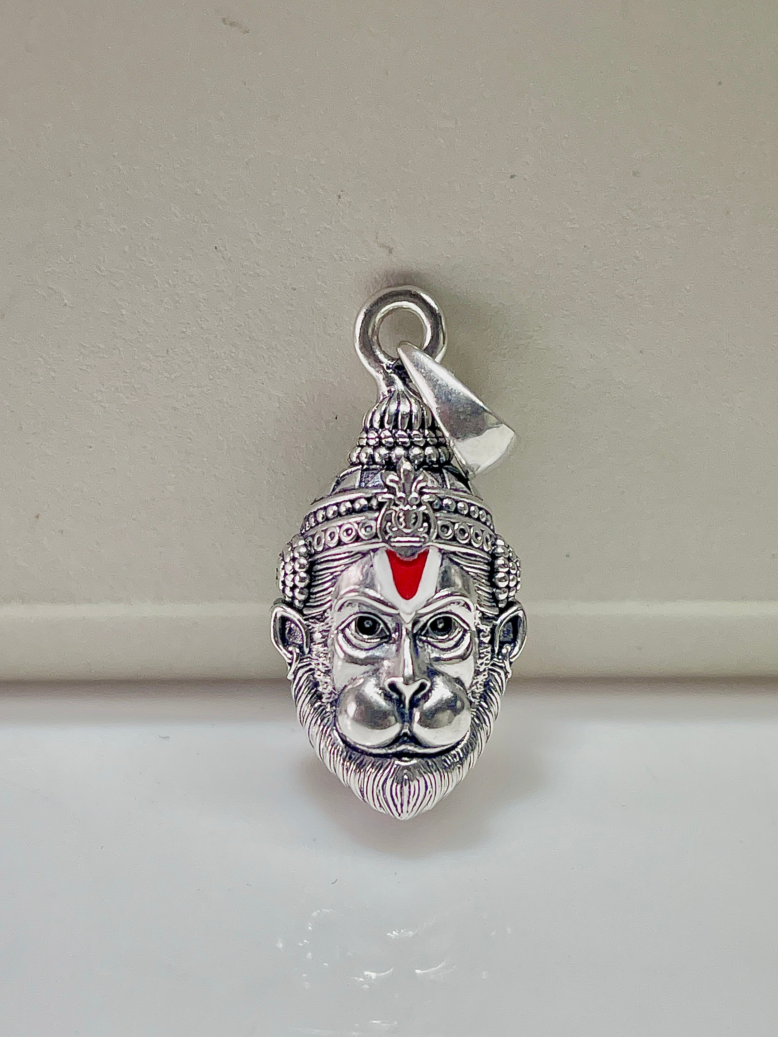 925 Oxidised Silver Hanumanji Face Pendant | Intricately Detailed Hindu God Necklace for Strength, Protection & Devotion