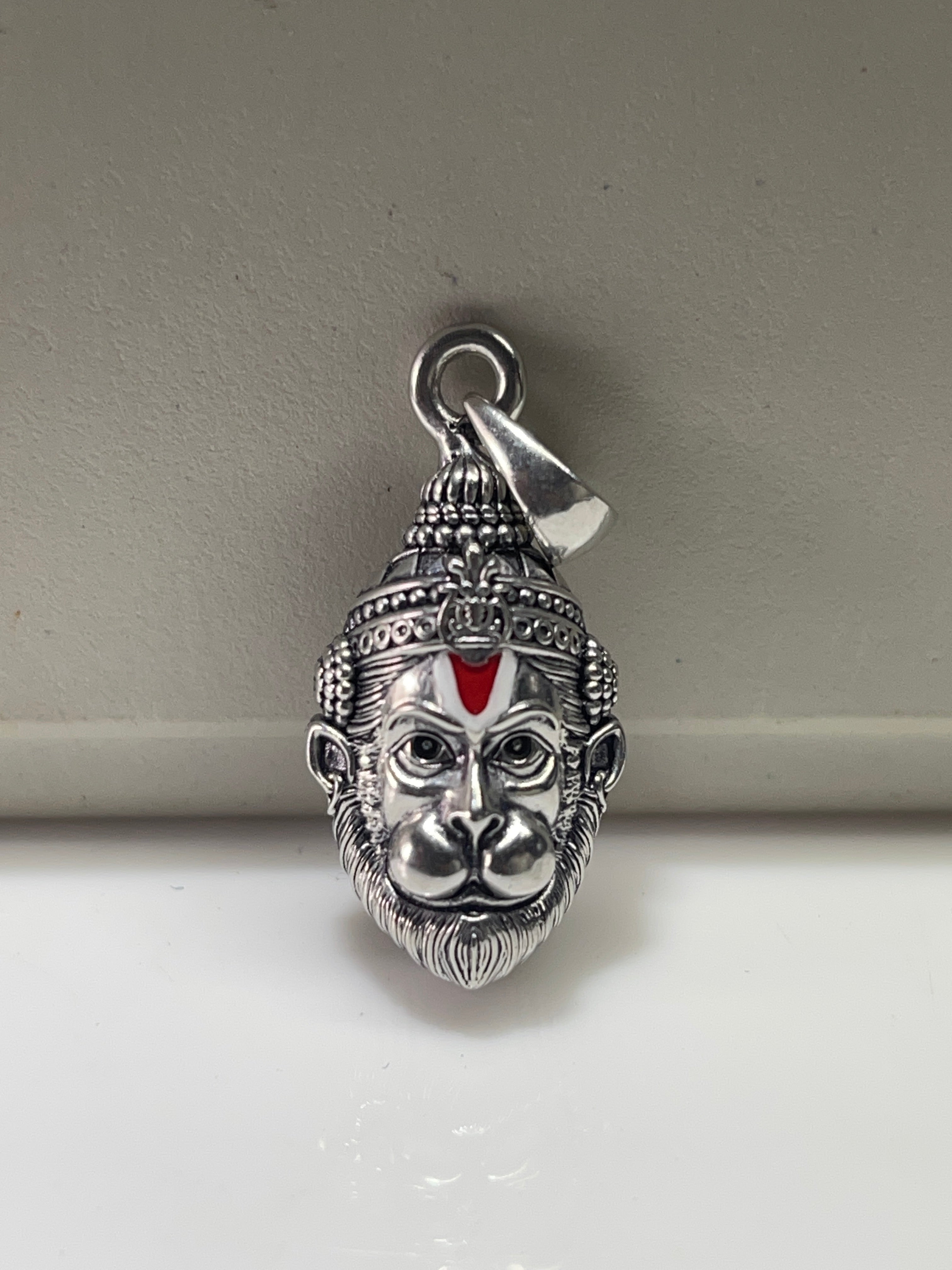 925 Oxidised Silver Hanumanji Face Pendant | Intricately Detailed Hindu God Necklace for Strength, Protection & Devotion