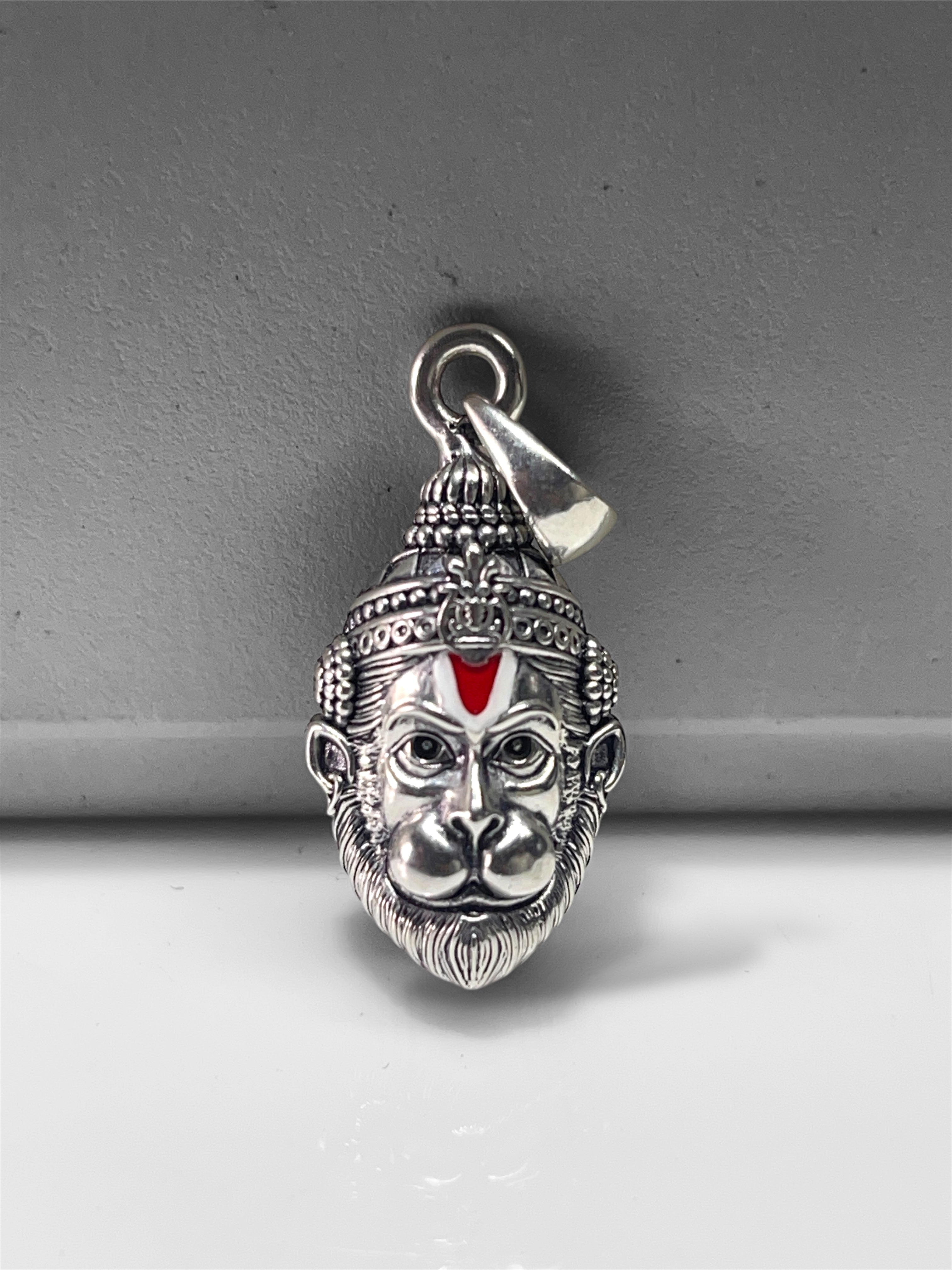 925 Oxidised Silver Hanumanji Face Pendant | Intricately Detailed Hindu God Necklace for Strength, Protection & Devotion