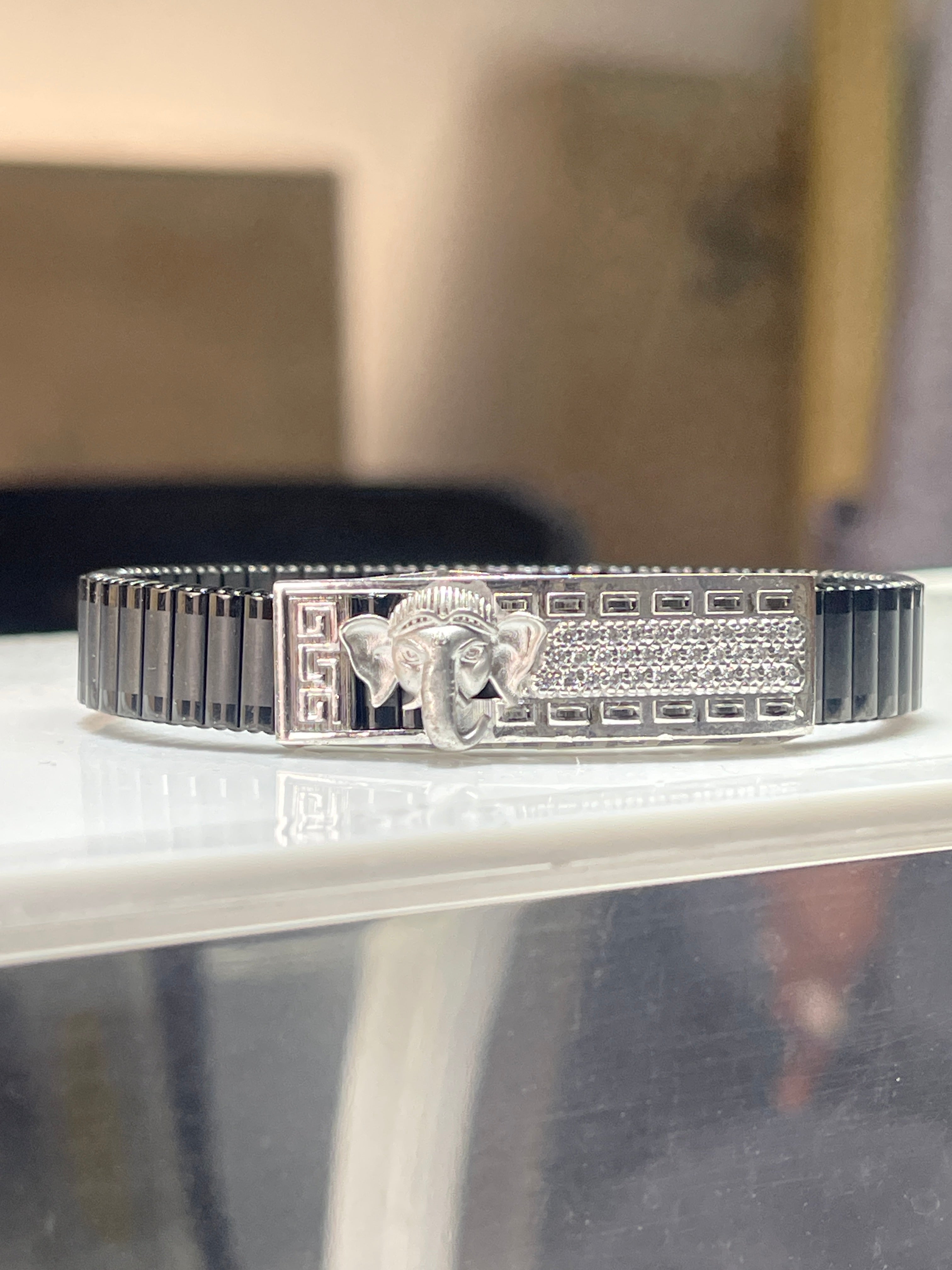 Lord Ganesha Bracelet for Men | 925 Silver Black Kada with Ganpati Design | Spiritual Protection & Good Luck Jewelry