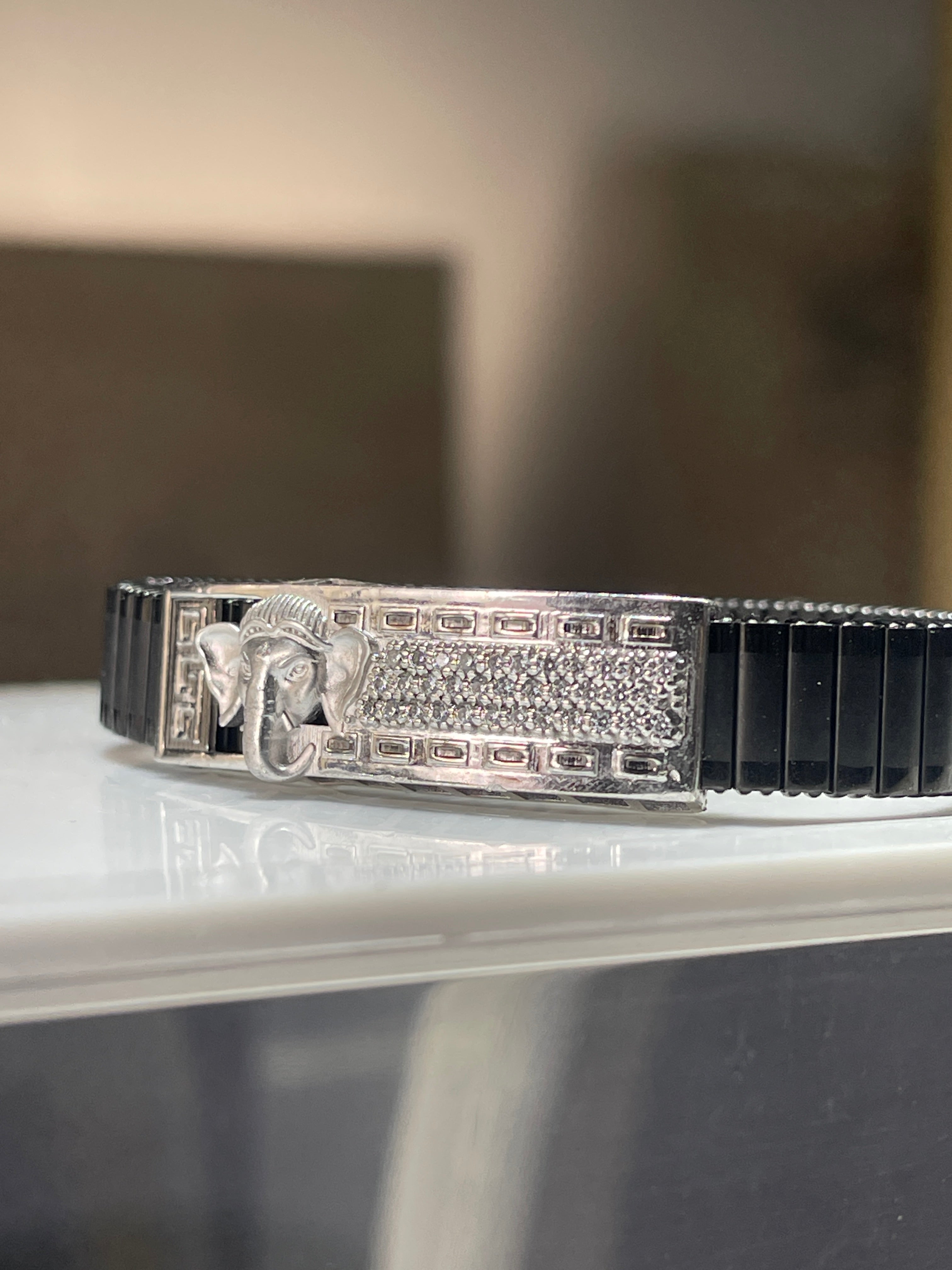 Lord Ganesha Bracelet for Men | 925 Silver Black Kada with Ganpati Design | Spiritual Protection & Good Luck Jewelry