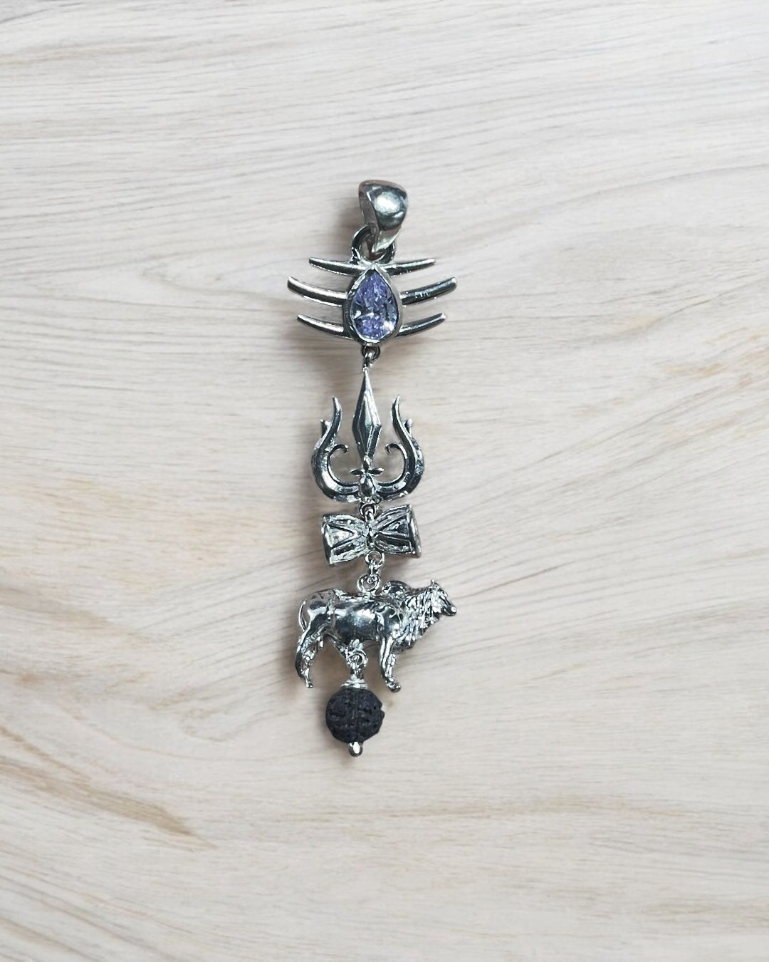 925 Silver Shiva Pendant with Trishul, Damru, Nandi & Rudraksha | Mahakal Spiritual Jewelry for Protection & Power