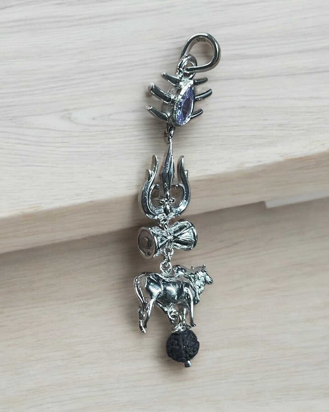 925 Silver Shiva Pendant with Trishul, Damru, Nandi & Rudraksha | Mahakal Spiritual Jewelry for Protection & Power