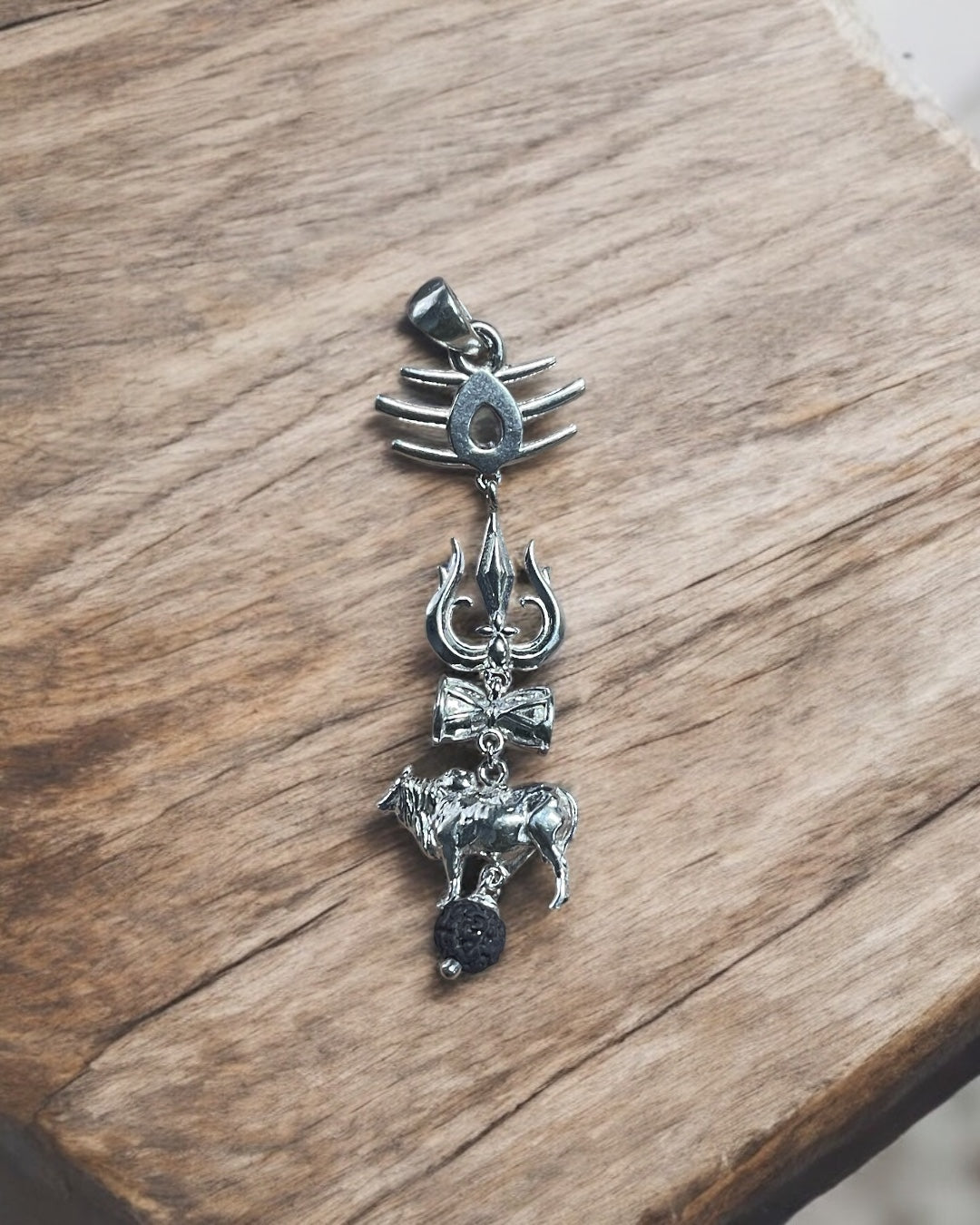 925 Silver Shiva Pendant with Trishul, Damru, Nandi & Rudraksha | Mahakal Spiritual Jewelry for Protection & Power
