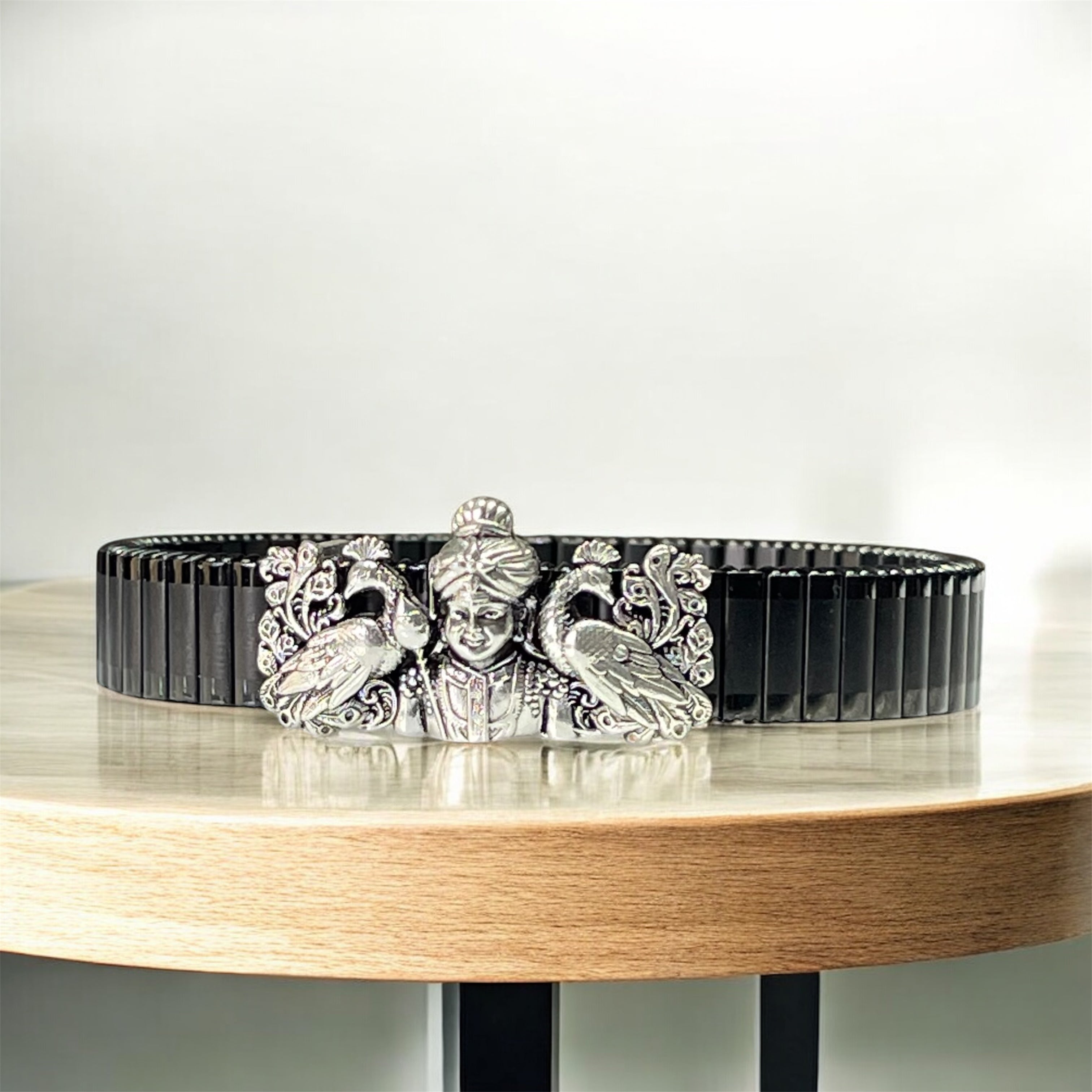925 Silver Murugan Swami Bracelet | Peacock Motif Kada
