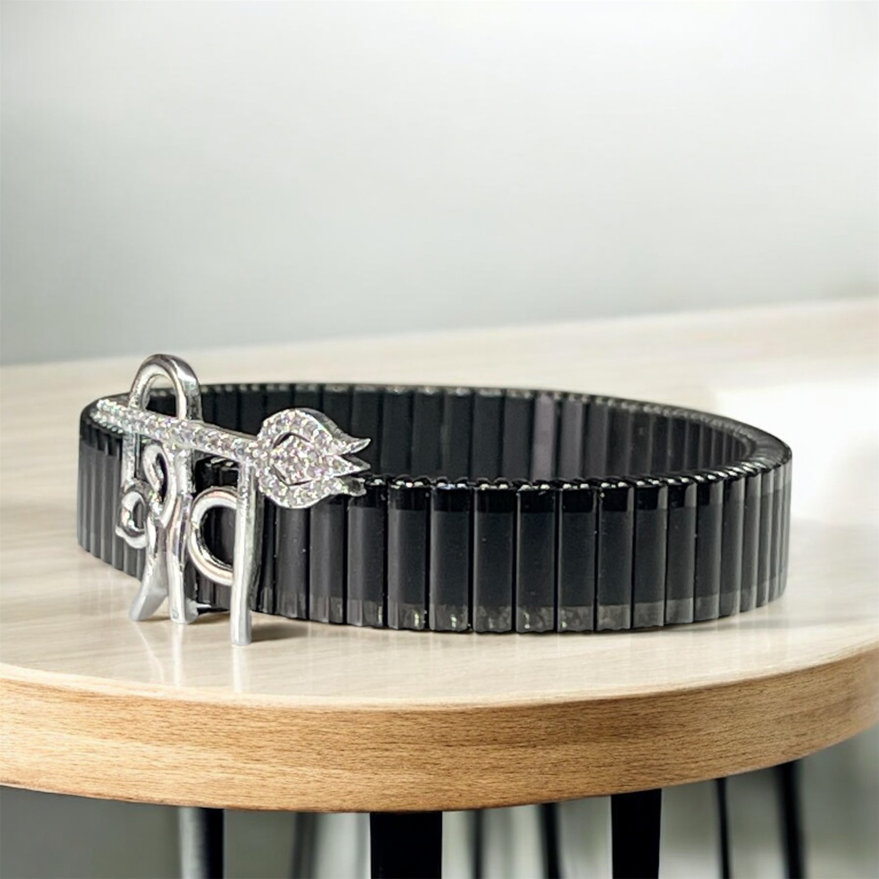 925 Silver Shiv Trishul Bracelet | “Shiv” Text Motif with Iced Trident