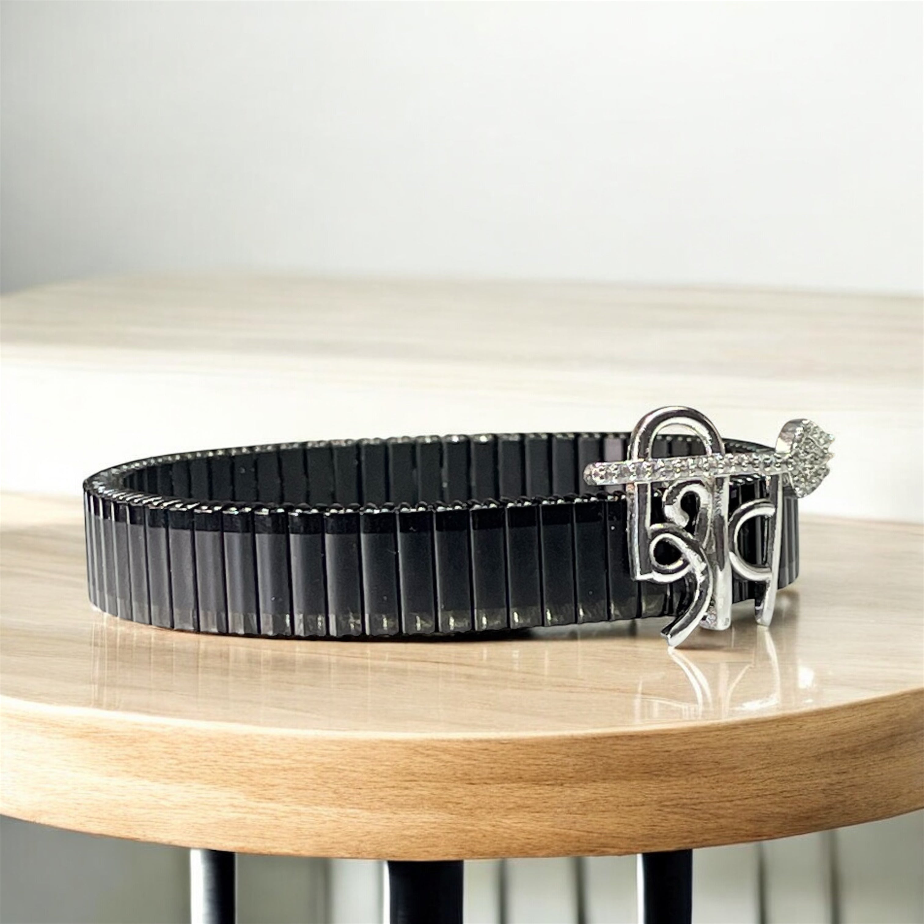 925 Silver Shiv Trishul Bracelet | “Shiv” Text Motif with Iced Trident