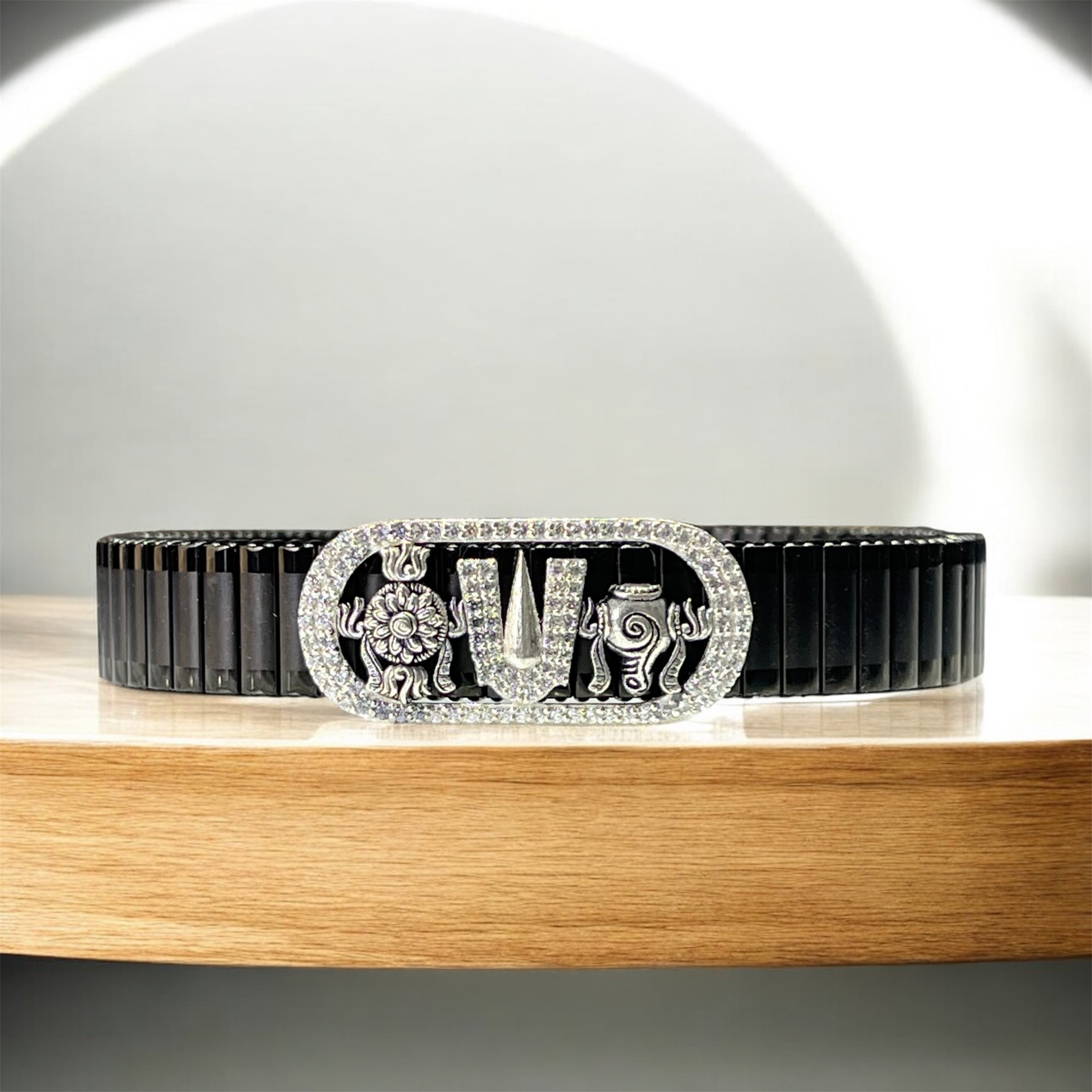 925 Silver Tirupati Balaji Tilak Bracelet | Iced Namam with Shankha Chakra Motif