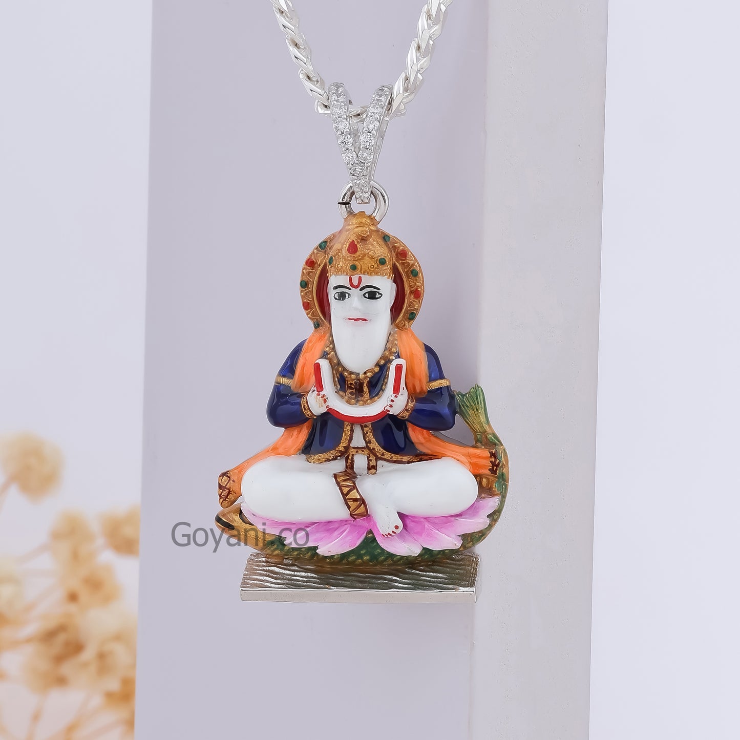 Jhulelal Enamel 925 Silver Pendant