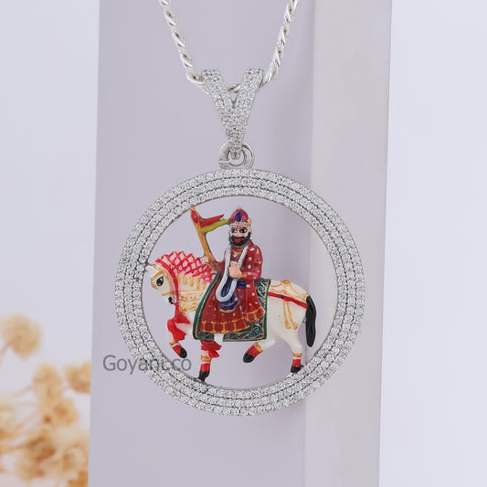 Ramdev Pir Enamel 925 Silver Pendant