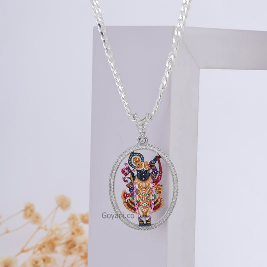 Shrinathji Enamel 925 Silver Pendant: