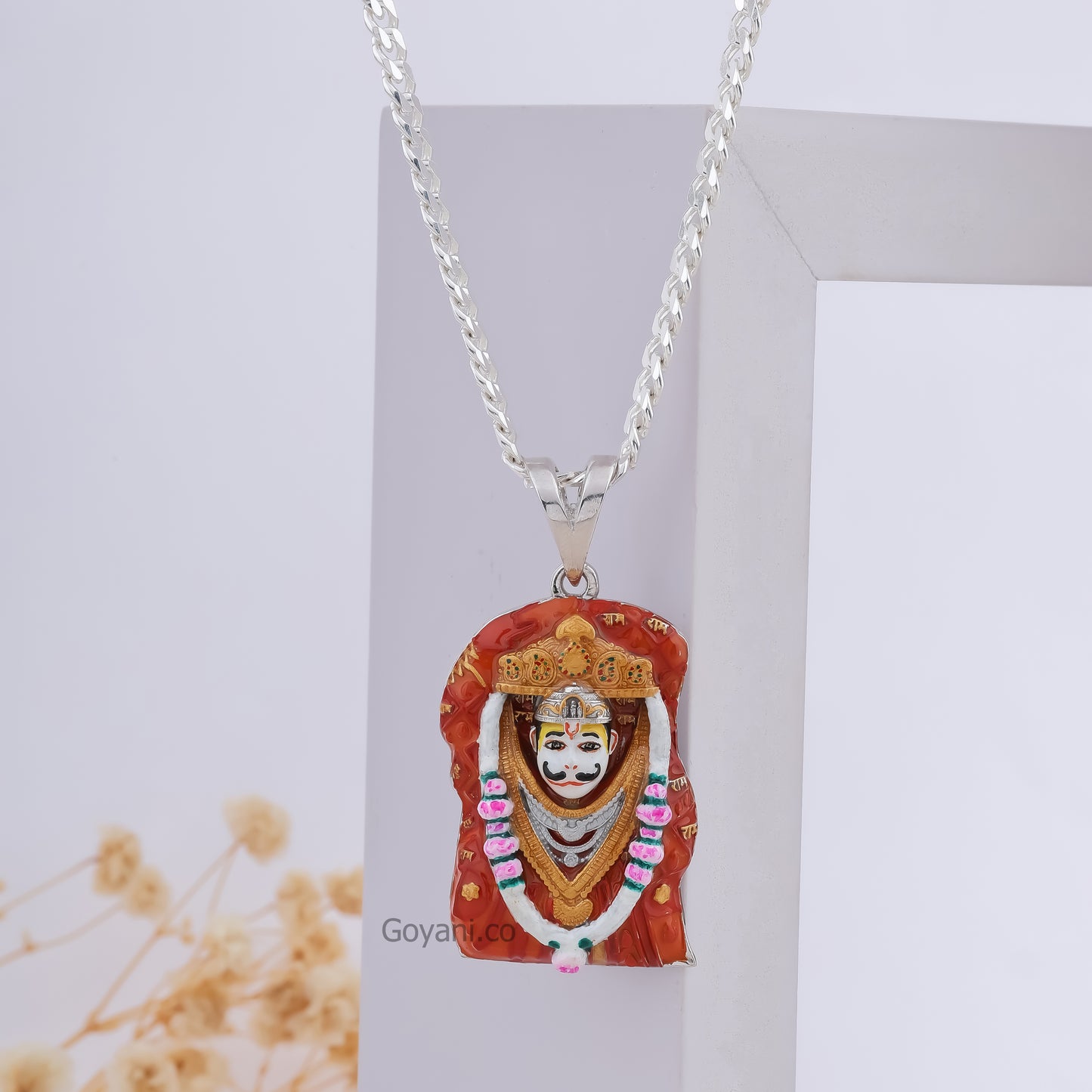 Bhurakhiya Hanumanji Enamel 925 Silver Pendant