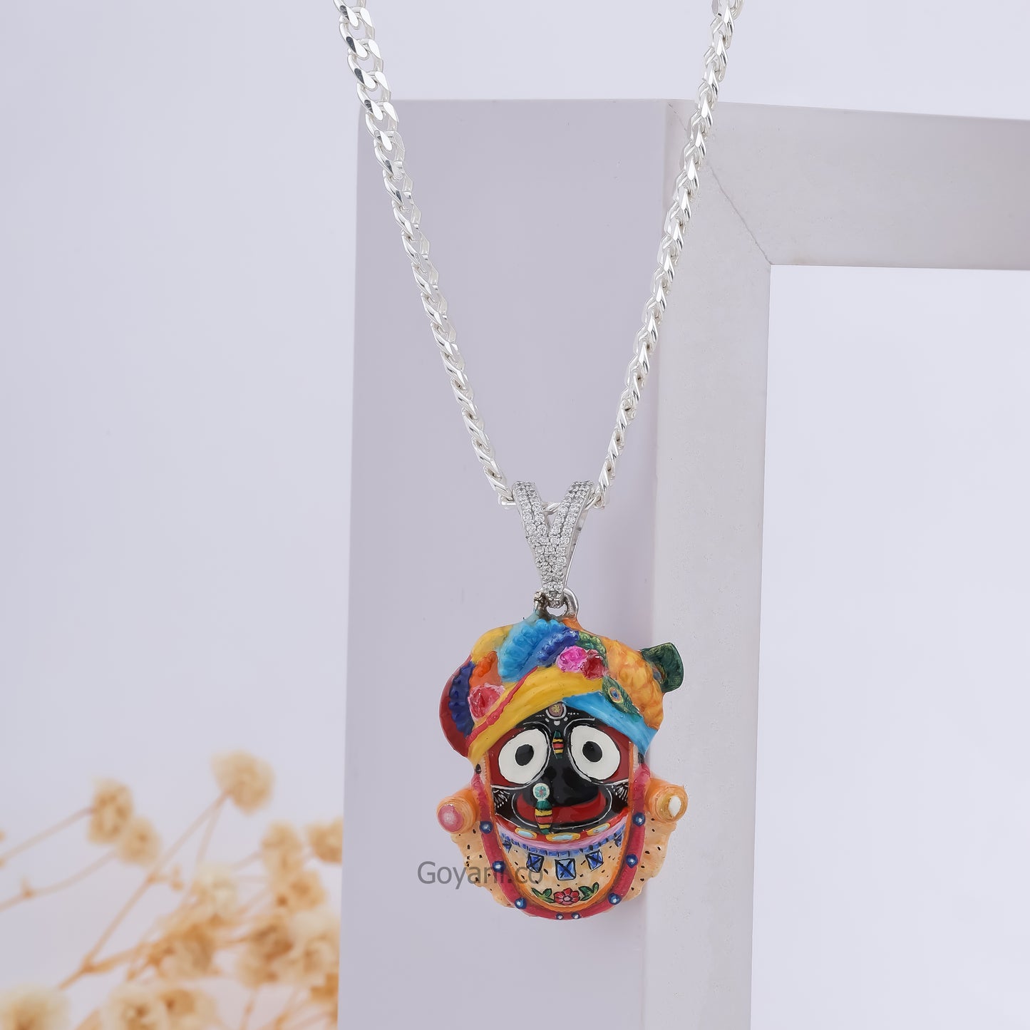 Jagannath Enamel 925 Silver Pendant