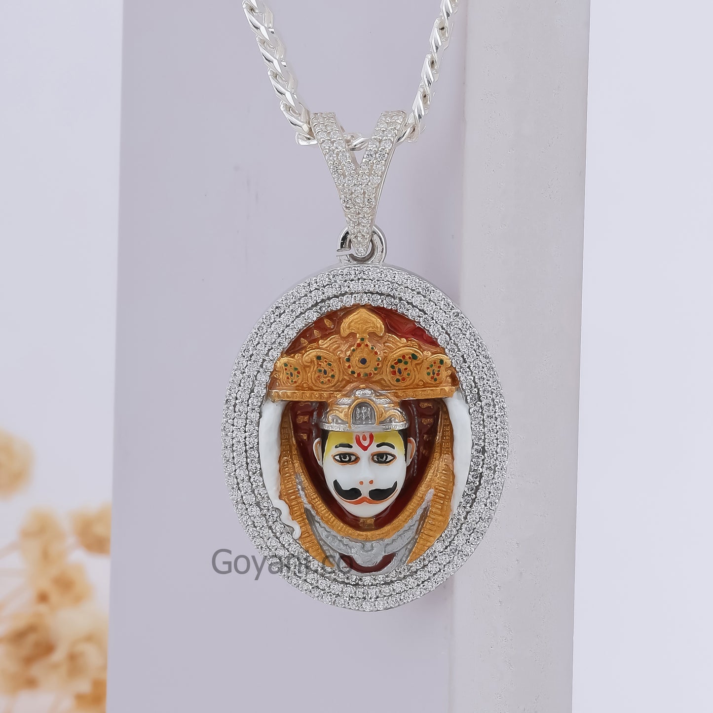 Bhurakhiya Hanuman Enamel 925 Silver Pendant